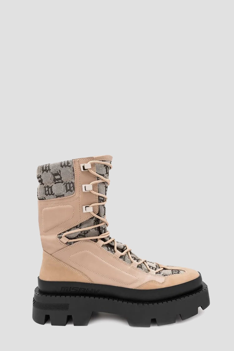 Misbhv>>>Misbhv Ibiza モノグラム レースアップ ブーツ The Ibiza Boot Monogram Beige