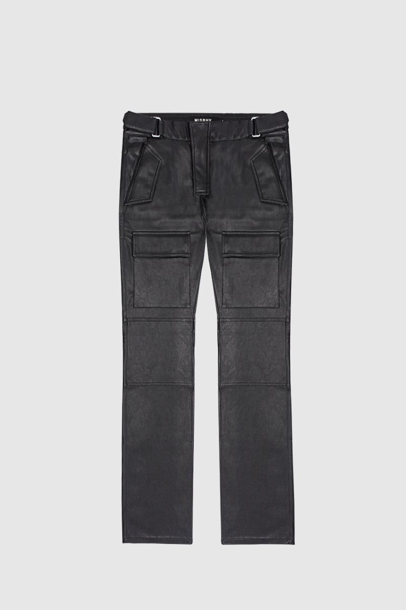 Matte Faux Leather Moto Trousers Black