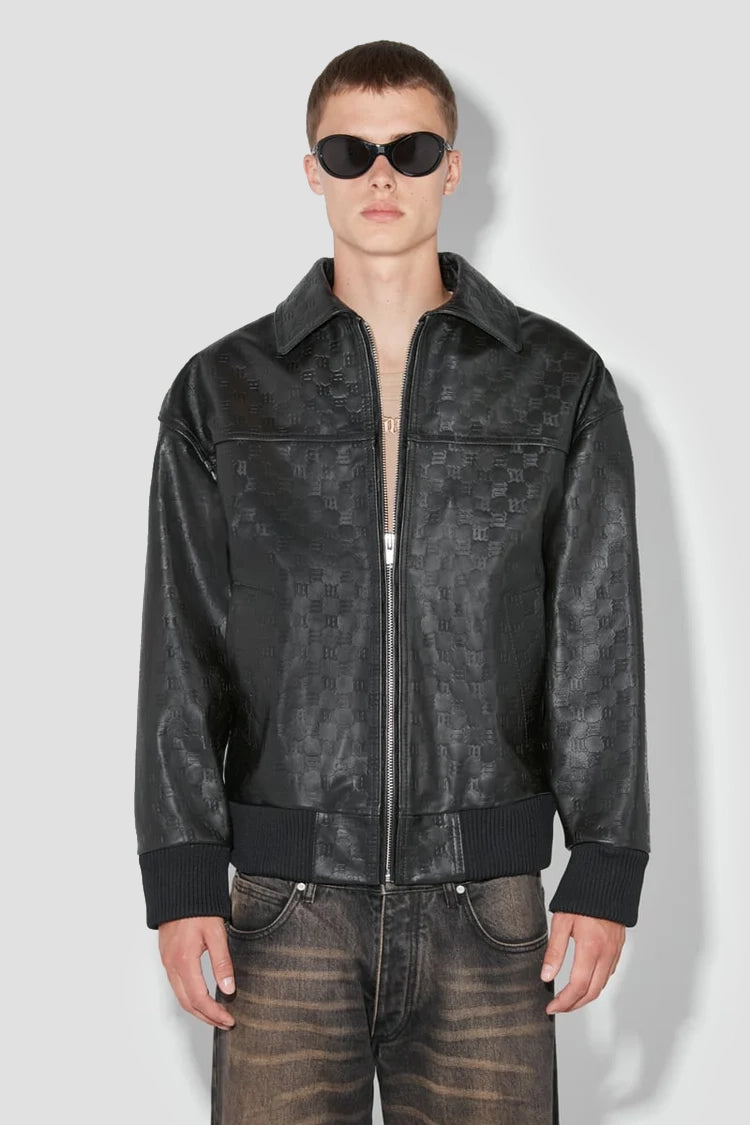 MISBHV レザージャケット Monogram Embossed Bandit Leather Jacket Black
