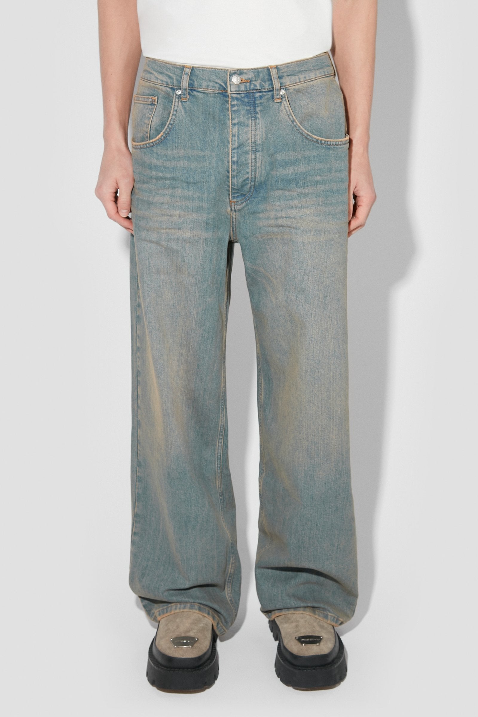 【 BOHEMSEO 】CRUMPLED WASHING DENIM PANTS BOHEMIAN SEOUL】BOHEMSEO CRUMPLED WASHING DENIM PANTS 2色