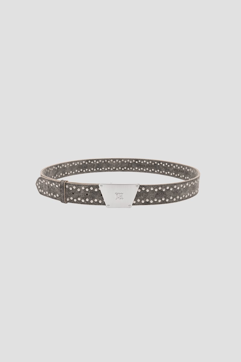 LEATHER STUD BRACELET DARK TAUPE W/SILVER LEATHER STUD BRACELET DARK TAUPE W/SILVER