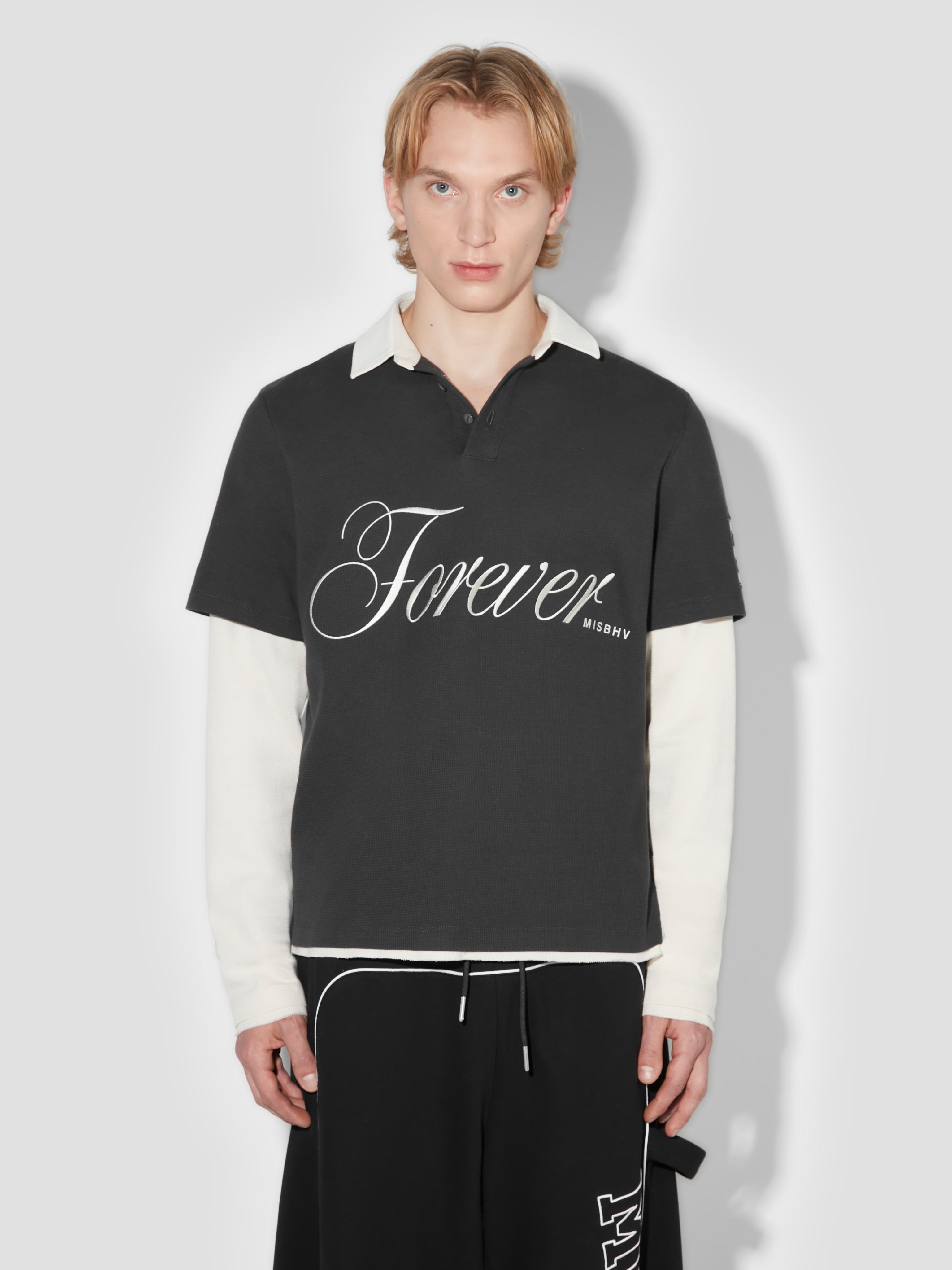 Tシャツ・カットソー MISBHV DOUBLE LAYERED FOREVER POLO (250M152 BLACK WHIT) Forever Double Layered Polo