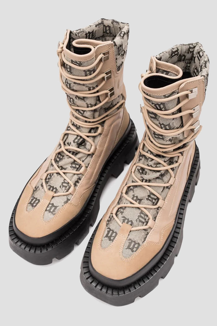 Misbhv＞＞＞Misbhv Ibiza モノグラム レースアップ ブーツ The Ibiza Boot Monogram Beige