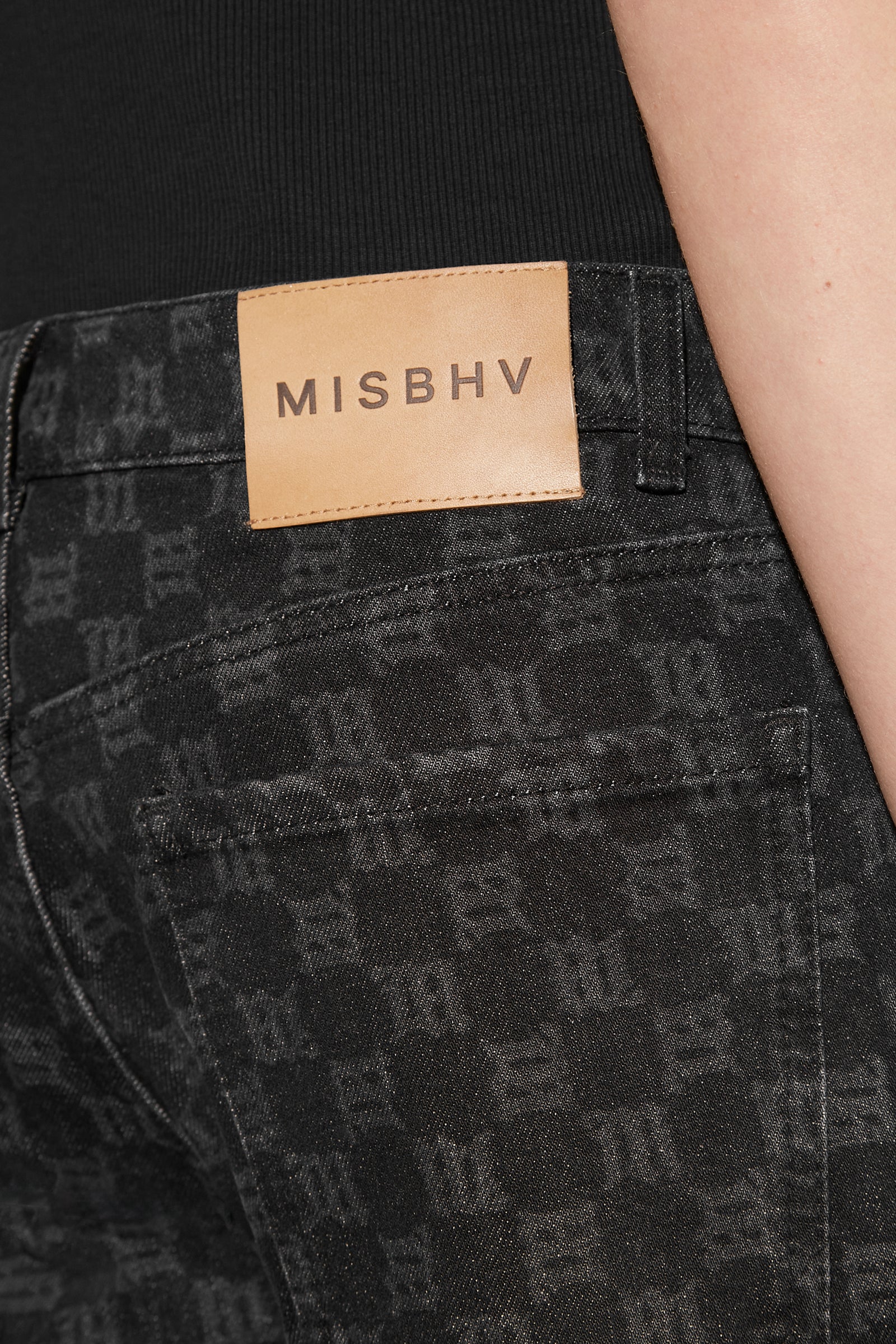 Denim Monogram Carpenter Trousers Black