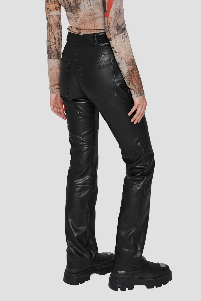 Vegan Leather Moto Trousers Black