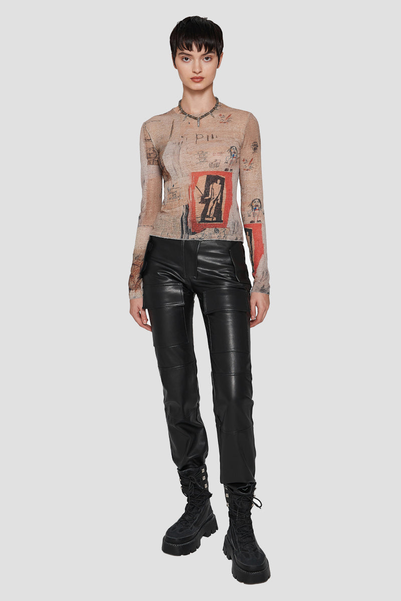 Vegan Leather Moto Trousers Black