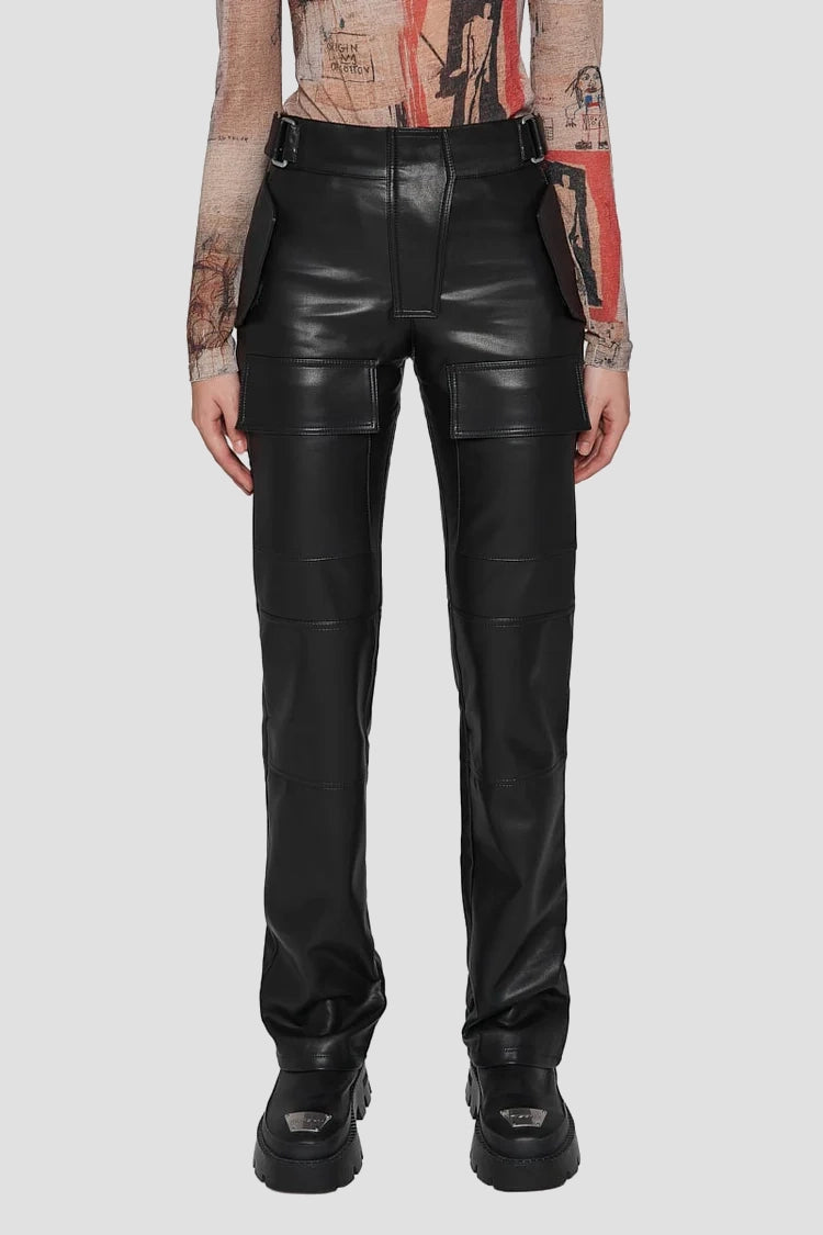 Vegan Leather Moto Trousers