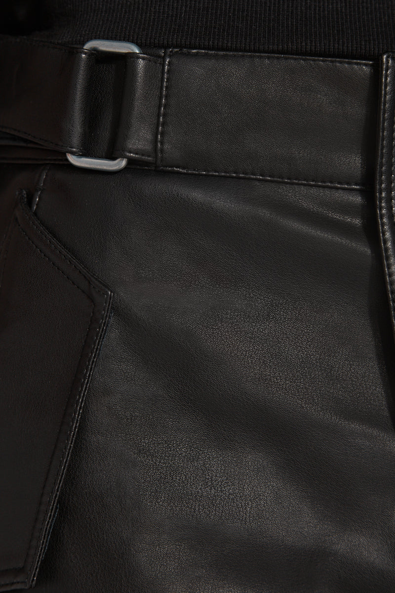 Vegan Leather Moto Shorts Black