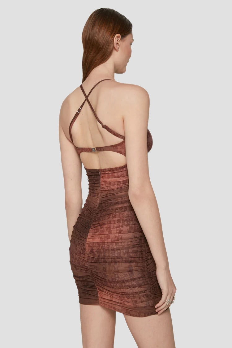 【関税込み】MISBHV ブラウン Typewriter ミニドレス Mesh Typewriter Mini Dress Brown