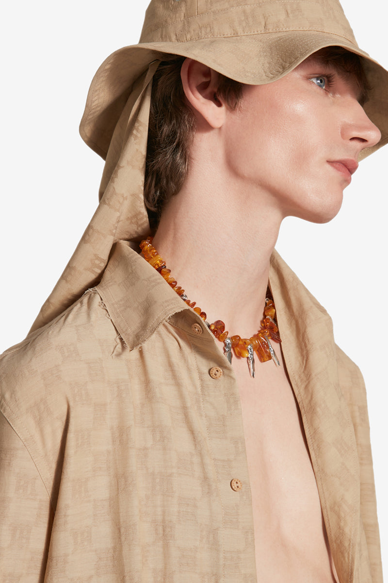 Jordan Barrett Monogram Shirt Beige