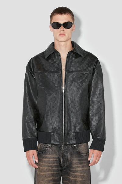 Monogram Embossed Bandit Leather Jacket Black Monogram Embossed Bandit Leather Jacket Black