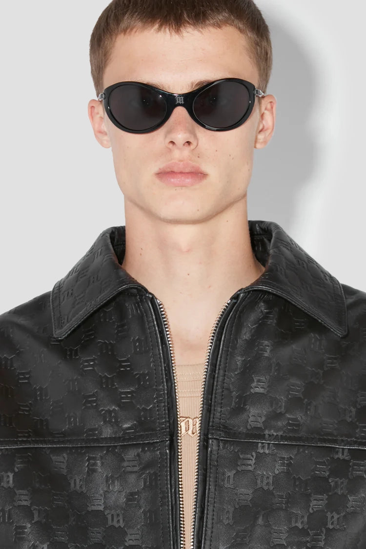 Monogram Embossed Bandit Leather Jacket Black Monogram Embossed Bandit Leather Jacket Black
