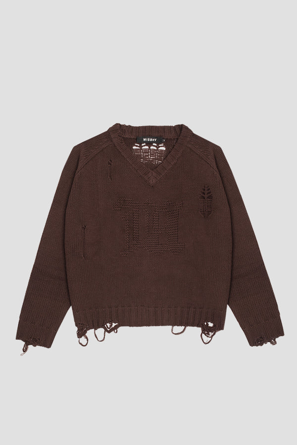 Distressed Knit Brown