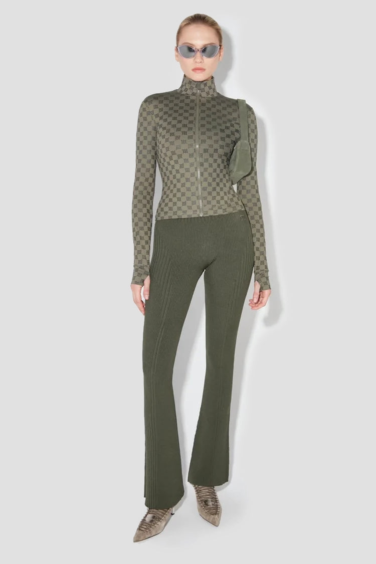 Knitted Seamless Flared High Rais Trousers