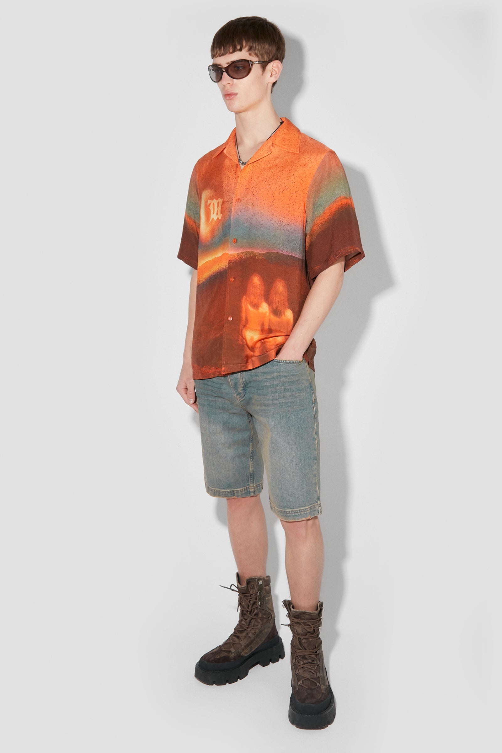 Sunset Wash Baggy Denim Shorts