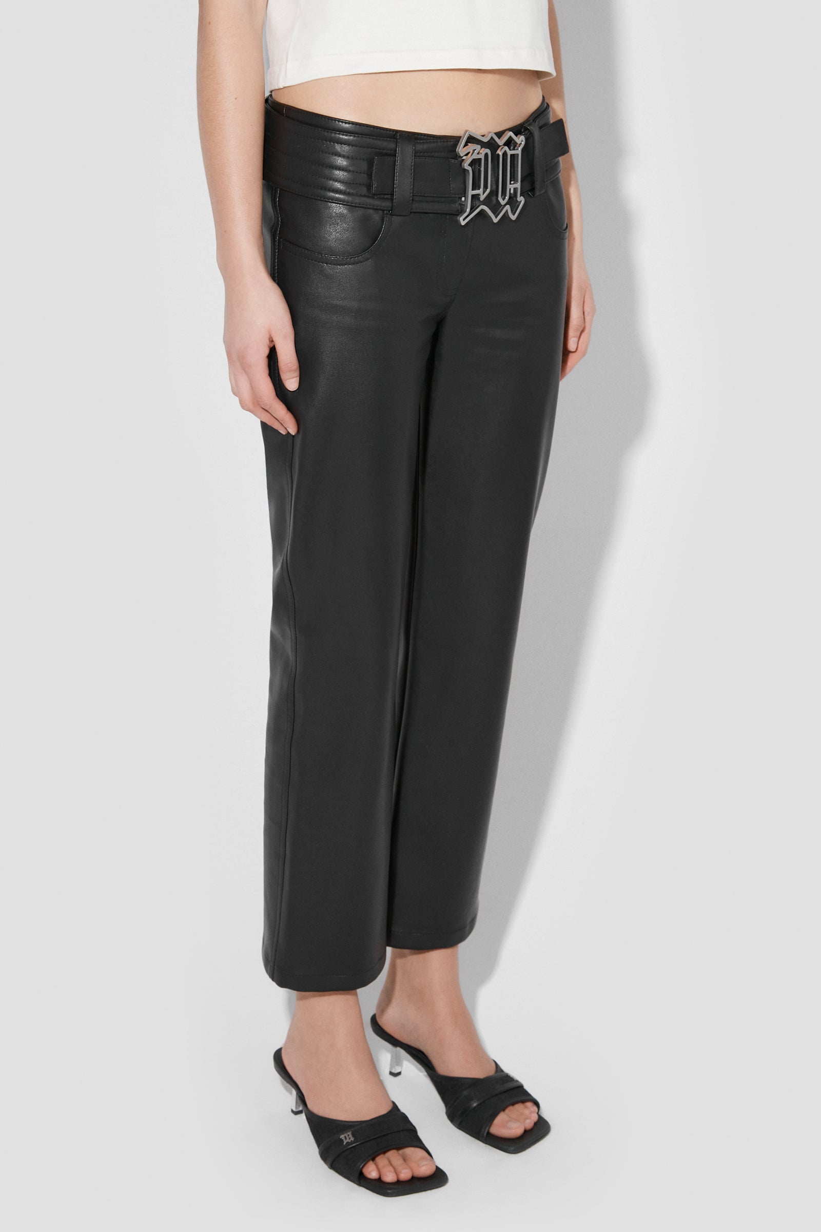 Matte Faux Leather Low Rise Trousers