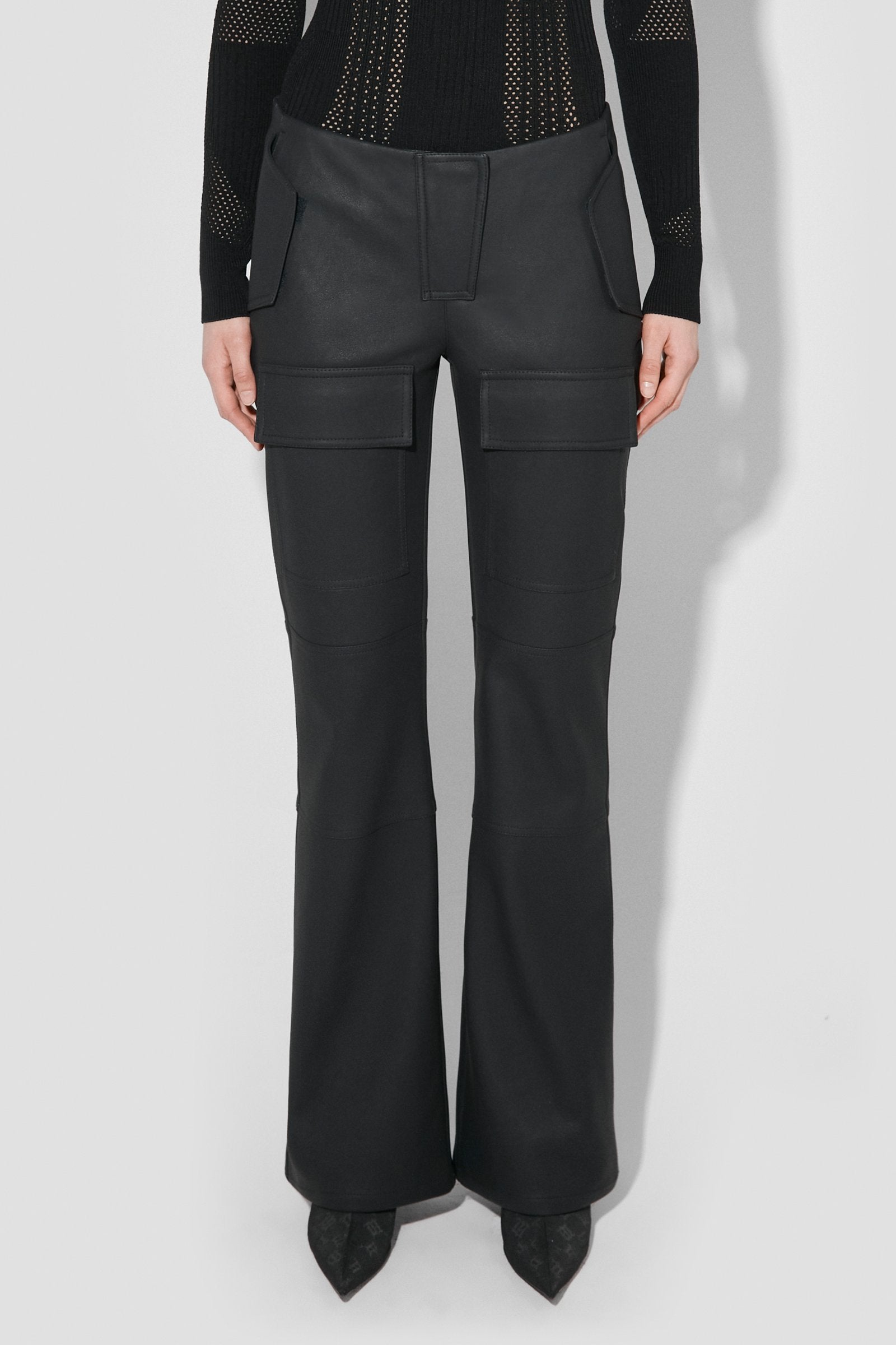 Matte Faux Leather Moto Trousers