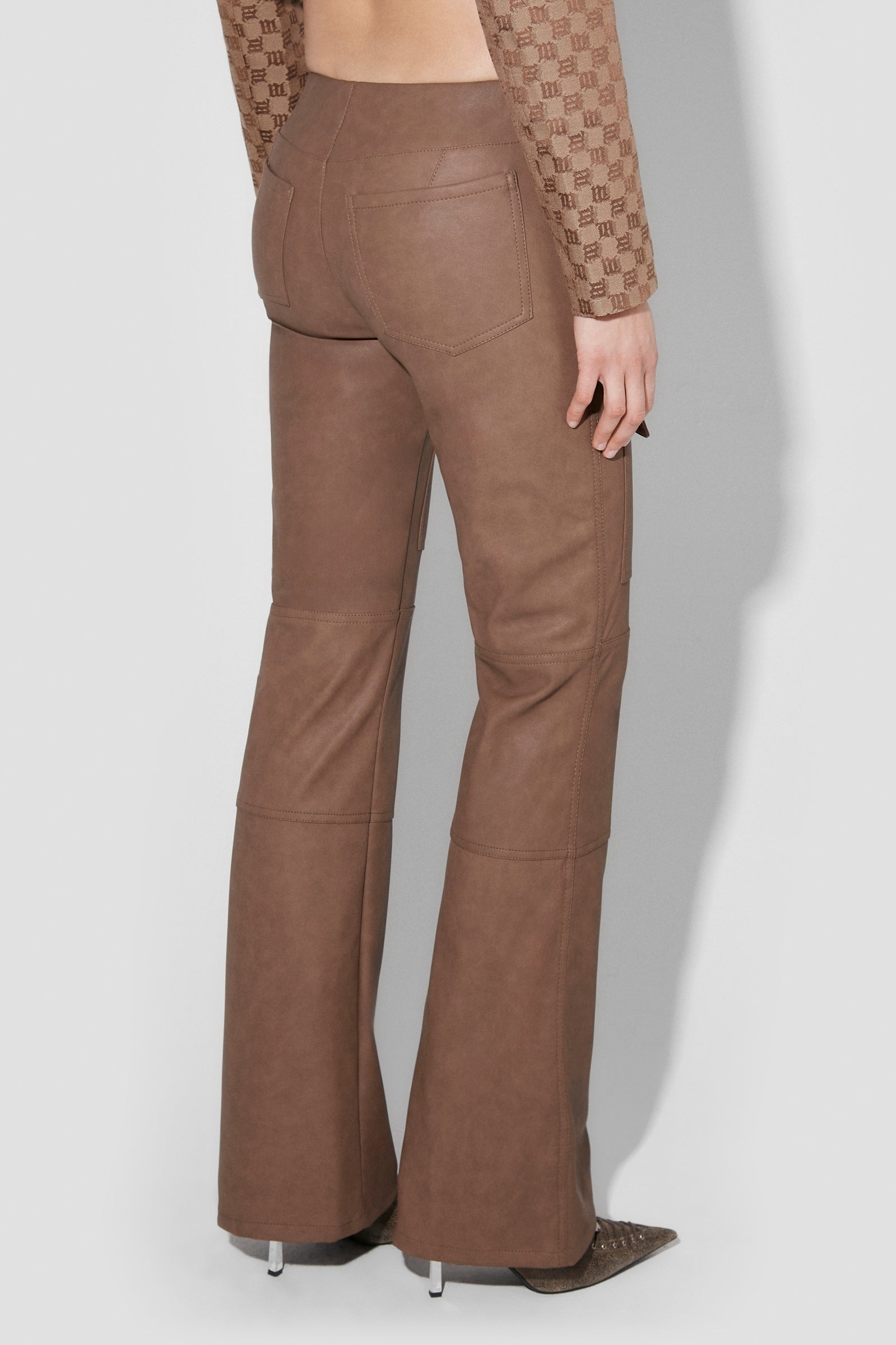 Matte Faux Leather Bootcut Moto Trousers