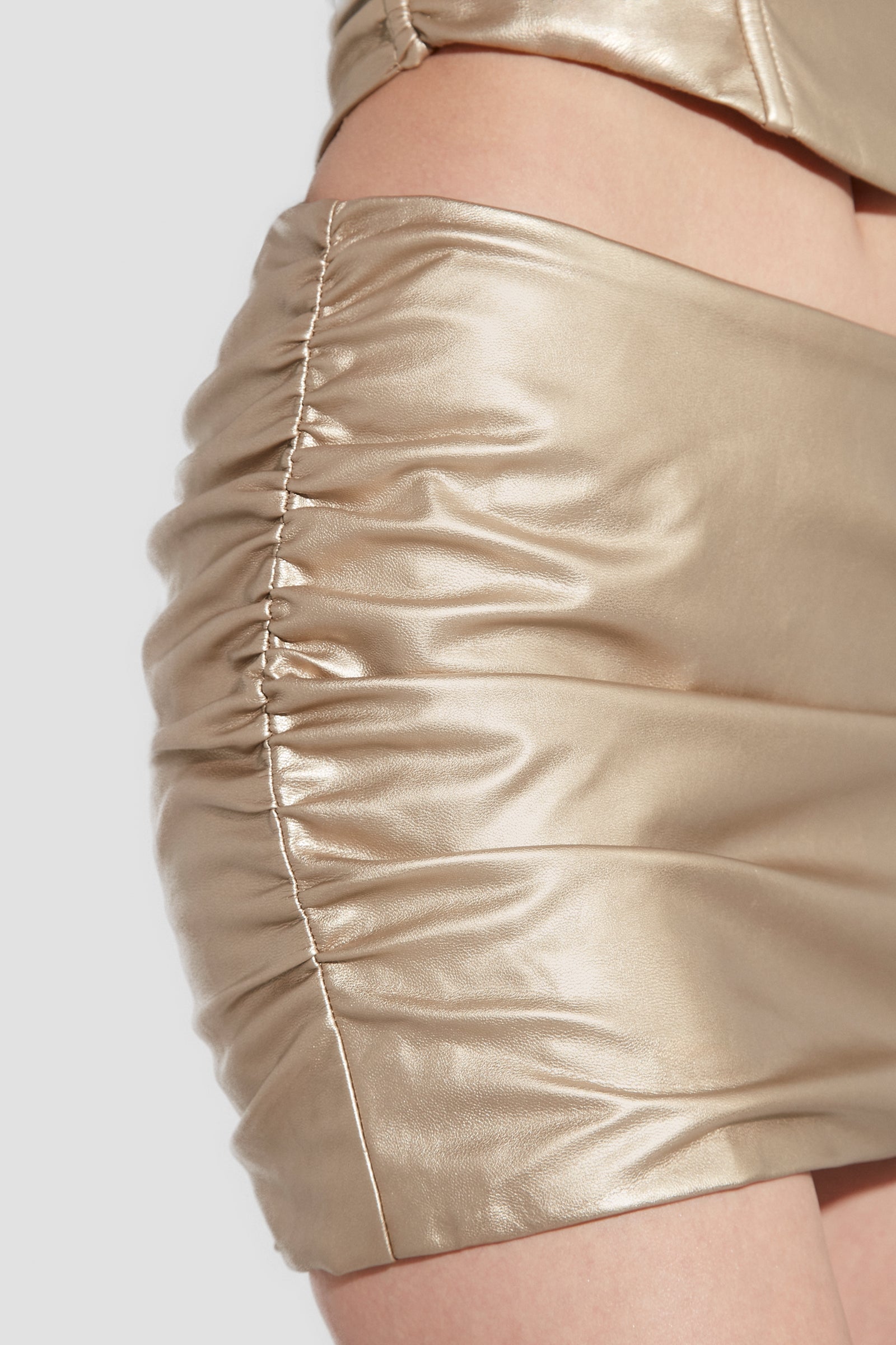 Stacked Faux Leather Mini Skirt