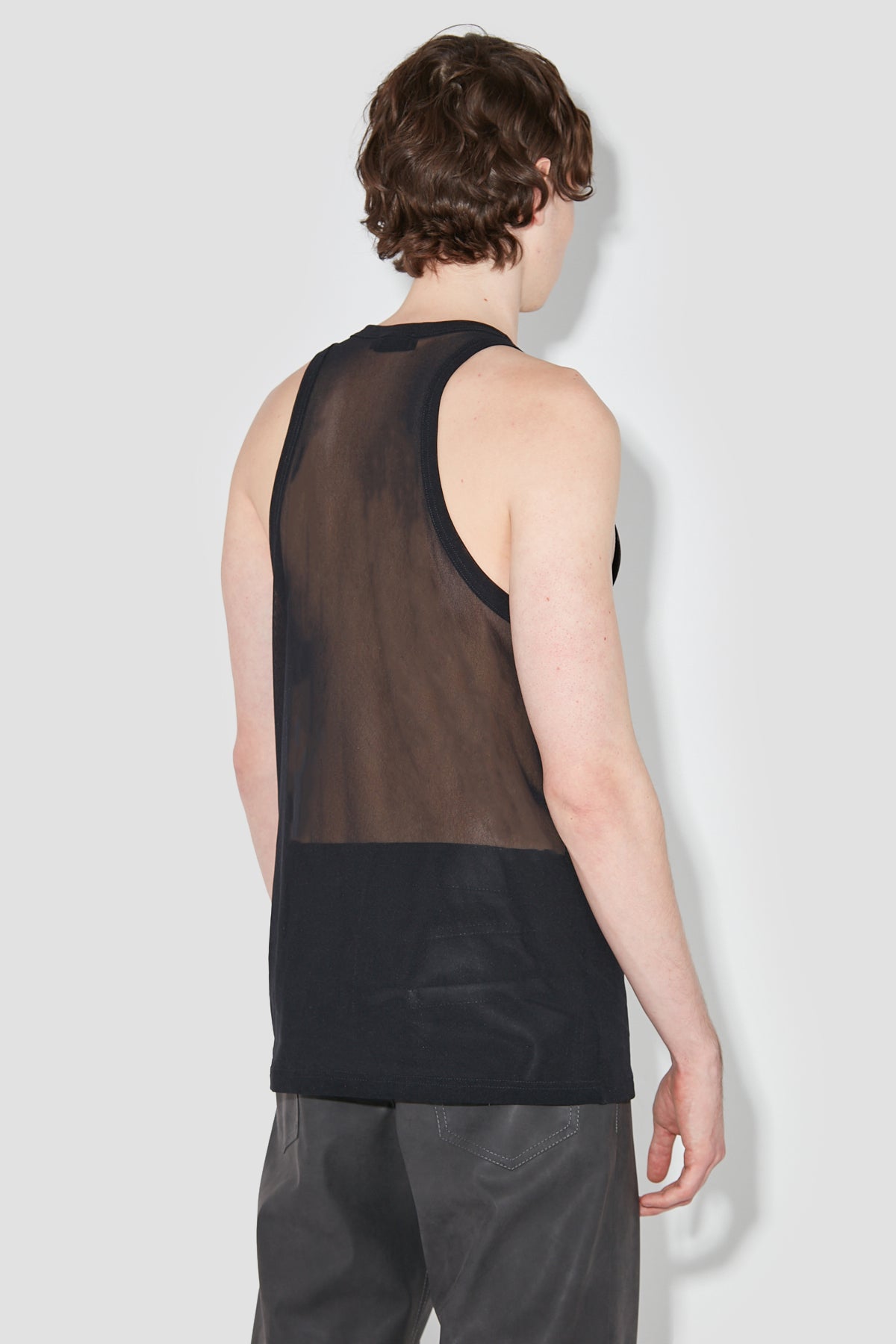 Double Layered Mesh M Tank Top Black