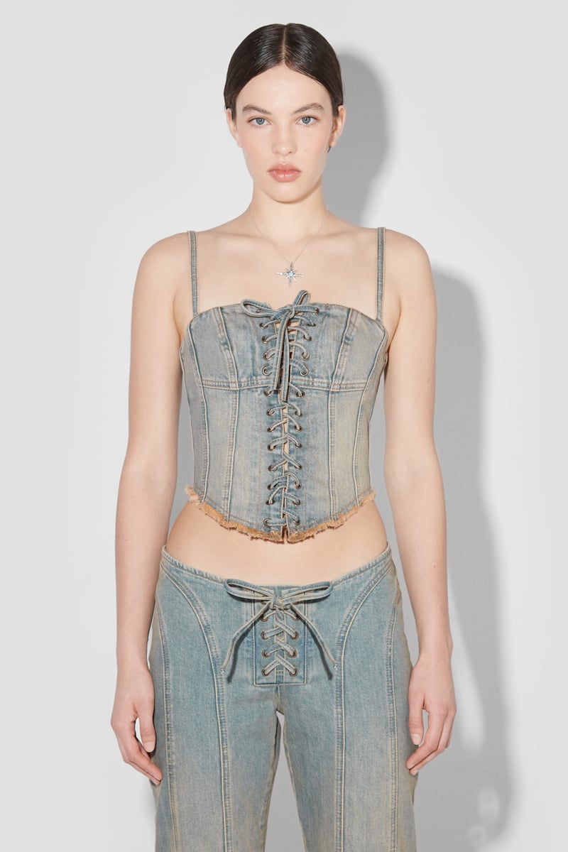 Sunset Wash Lara Laced Denim Corset