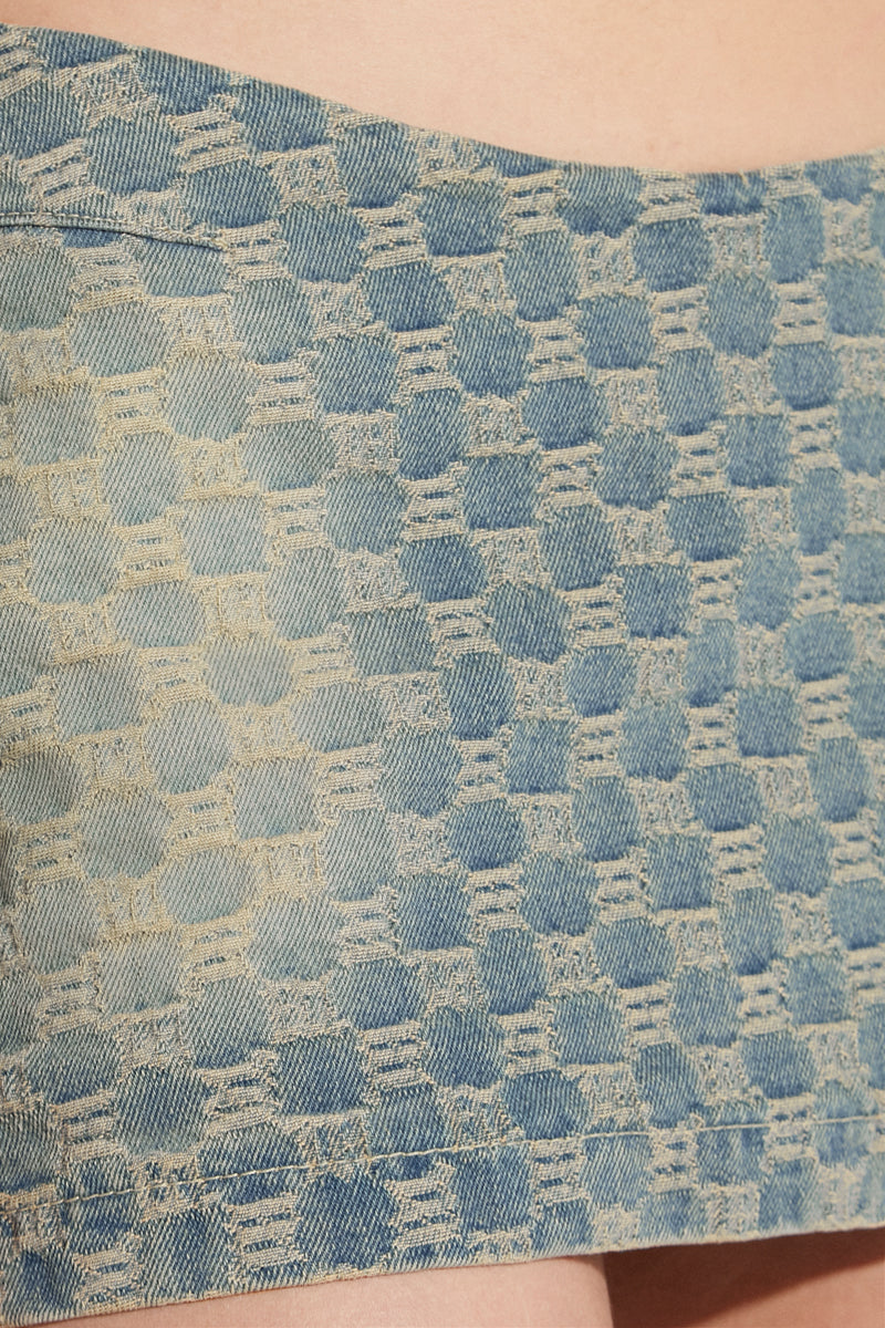 MISBHVデニムスカート Jacquard Denim Monogram Trinity Skirt Blue