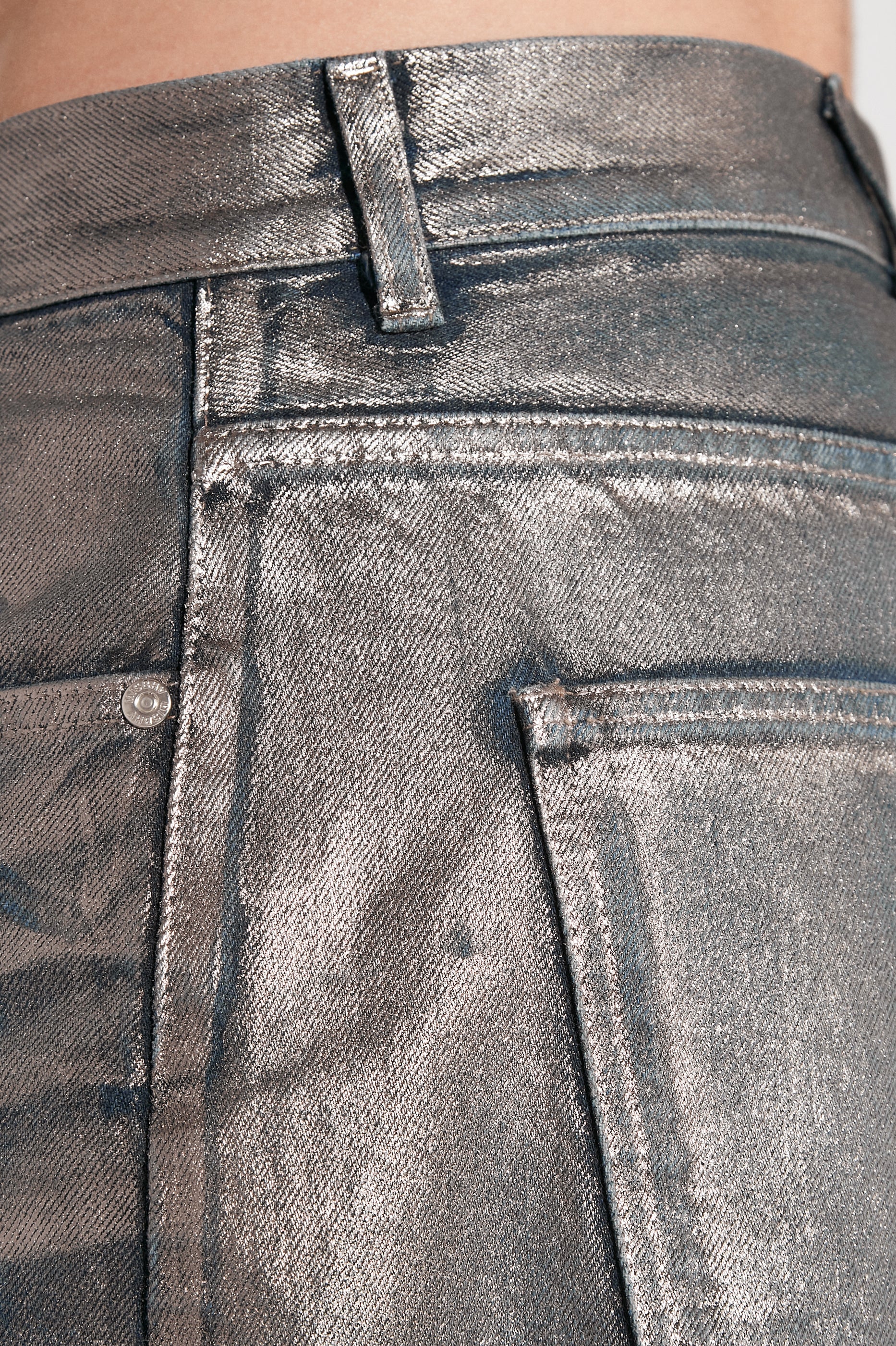 Silver Coated Dirt Denim Trousers