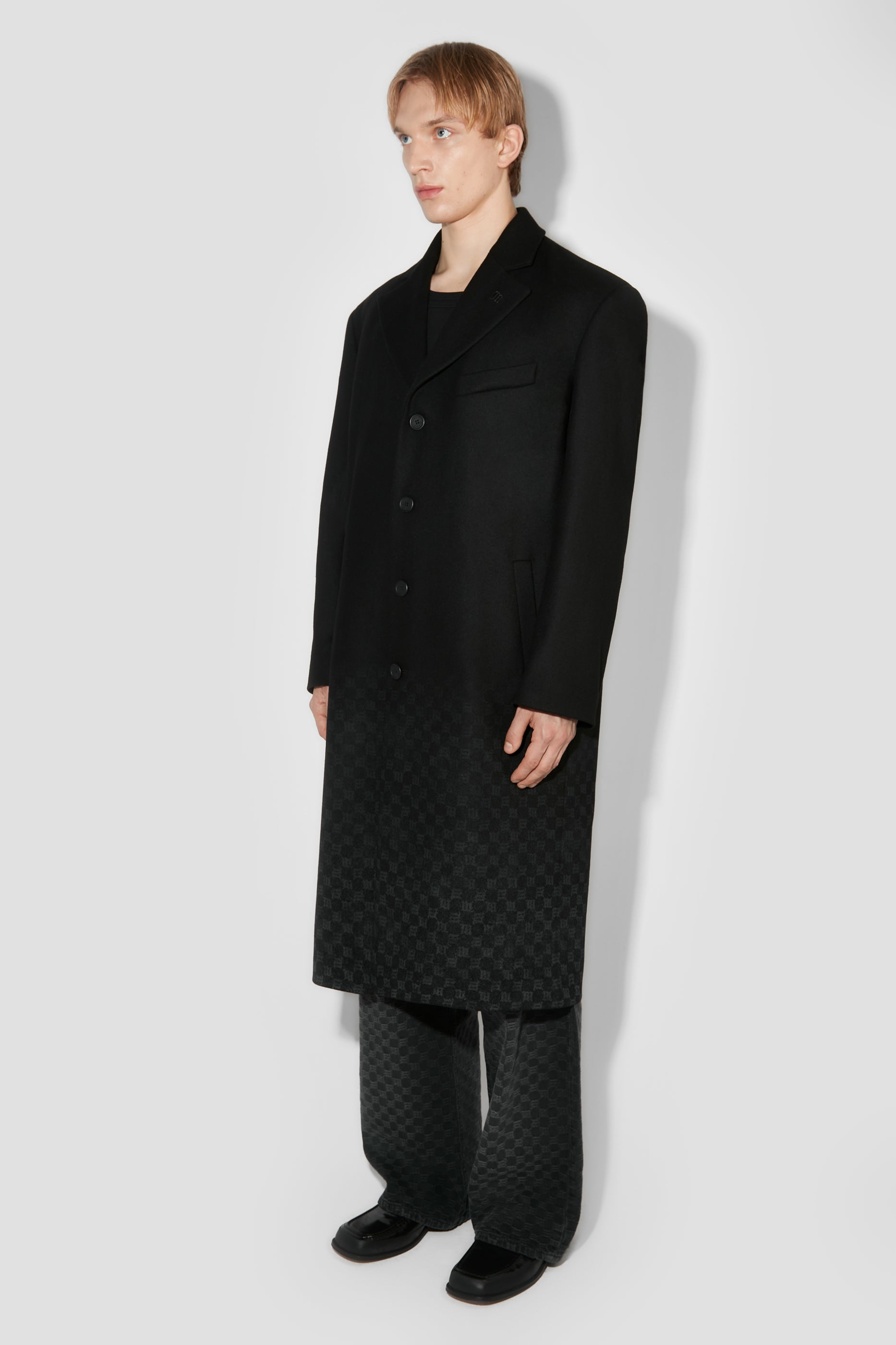 Monogram Single Breasted Wool Coat