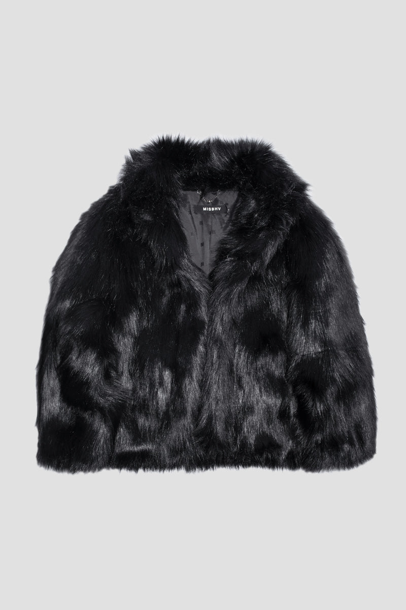 Faux Fur Jacket Black