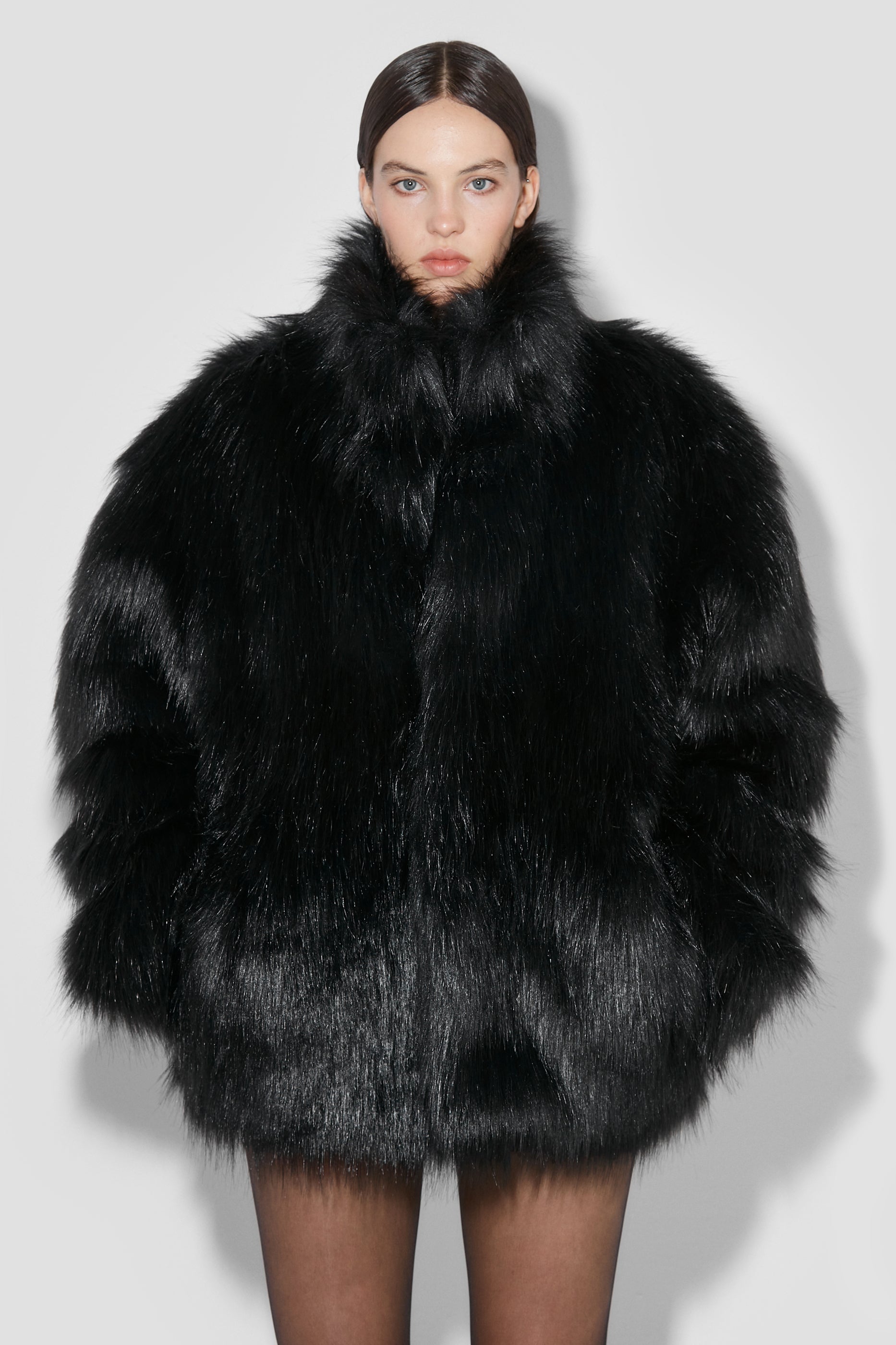 Faux Fur Jacket Black