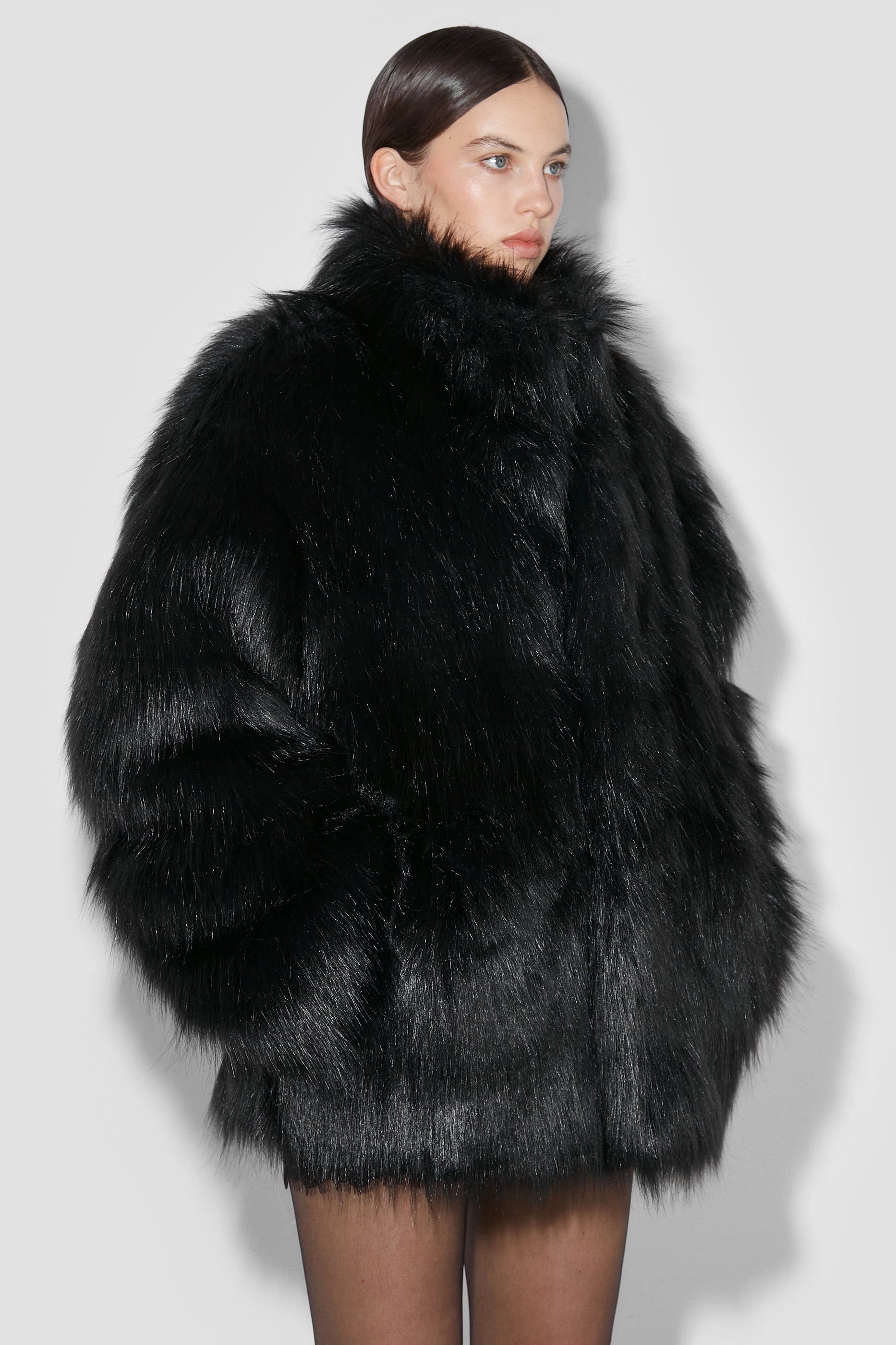 Faux Fur Jacket Black