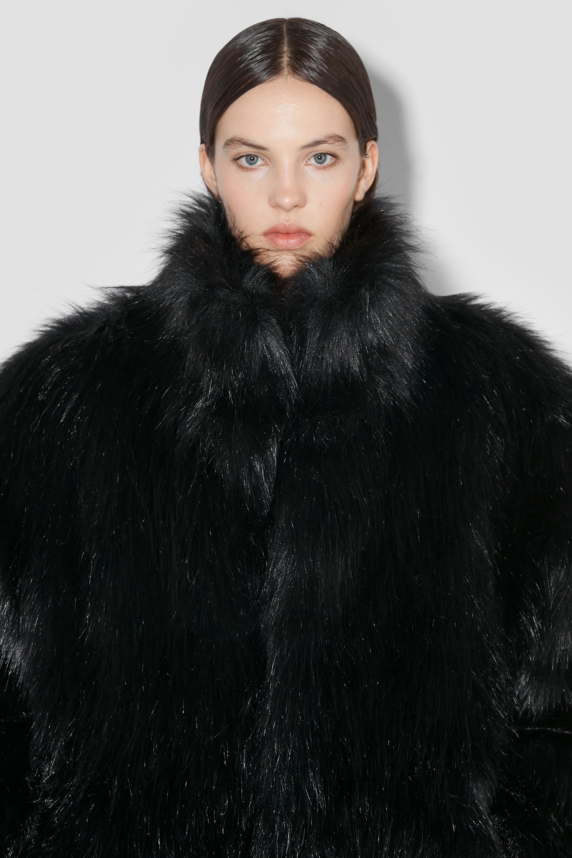 Faux Fur Jacket Black