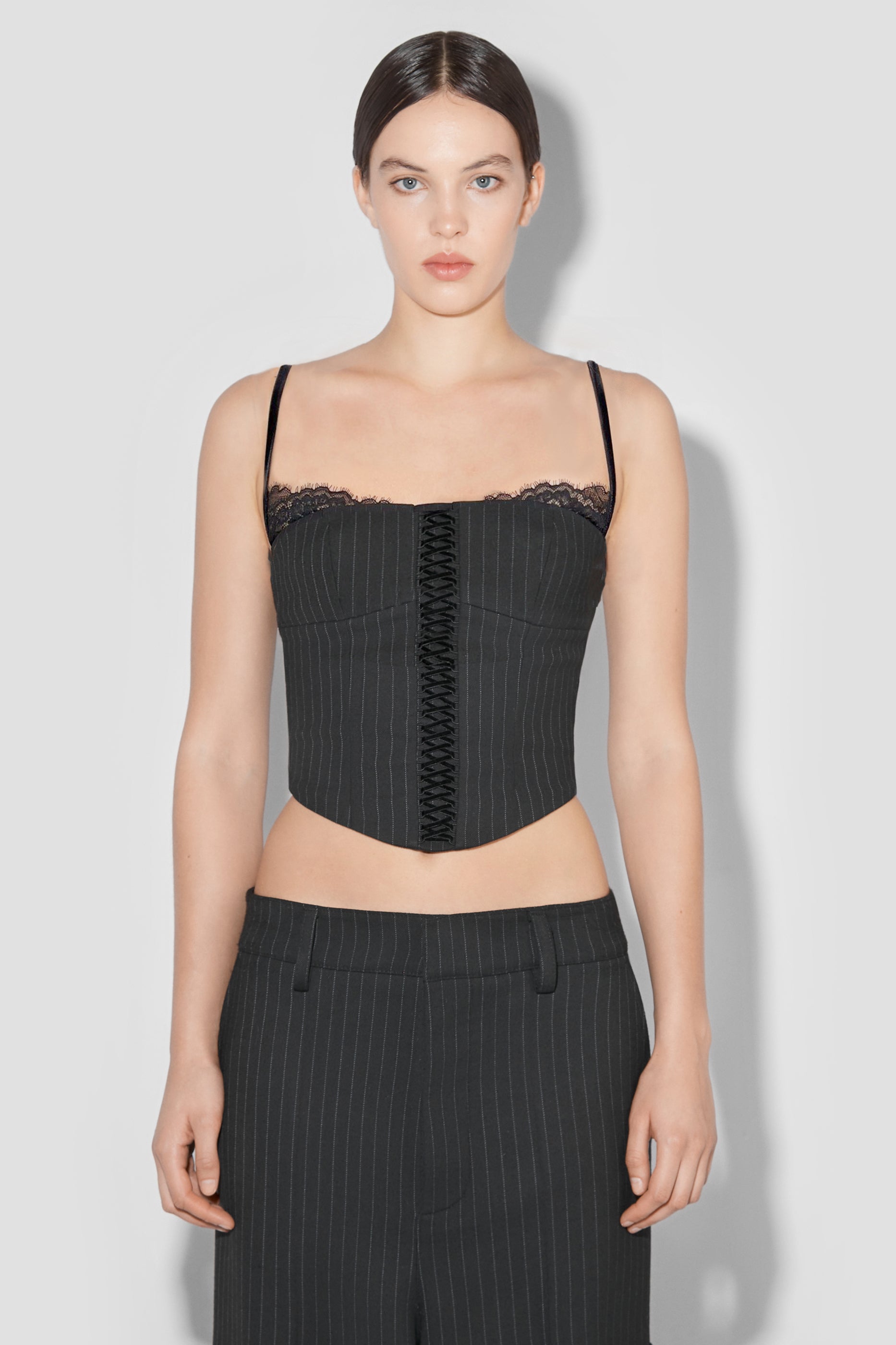 Office Pinstripe Corset Top