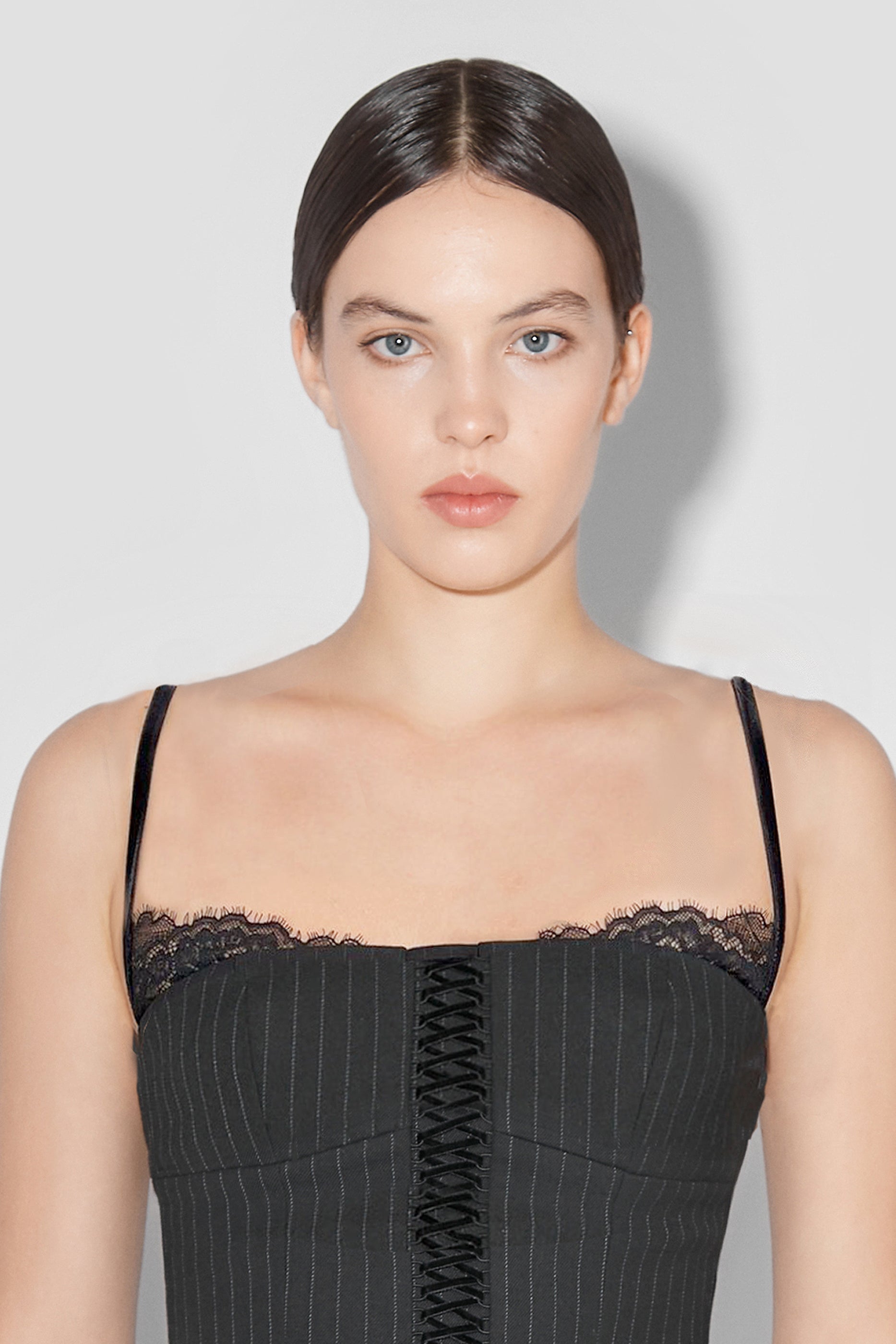 Office Pinstripe Corset Top