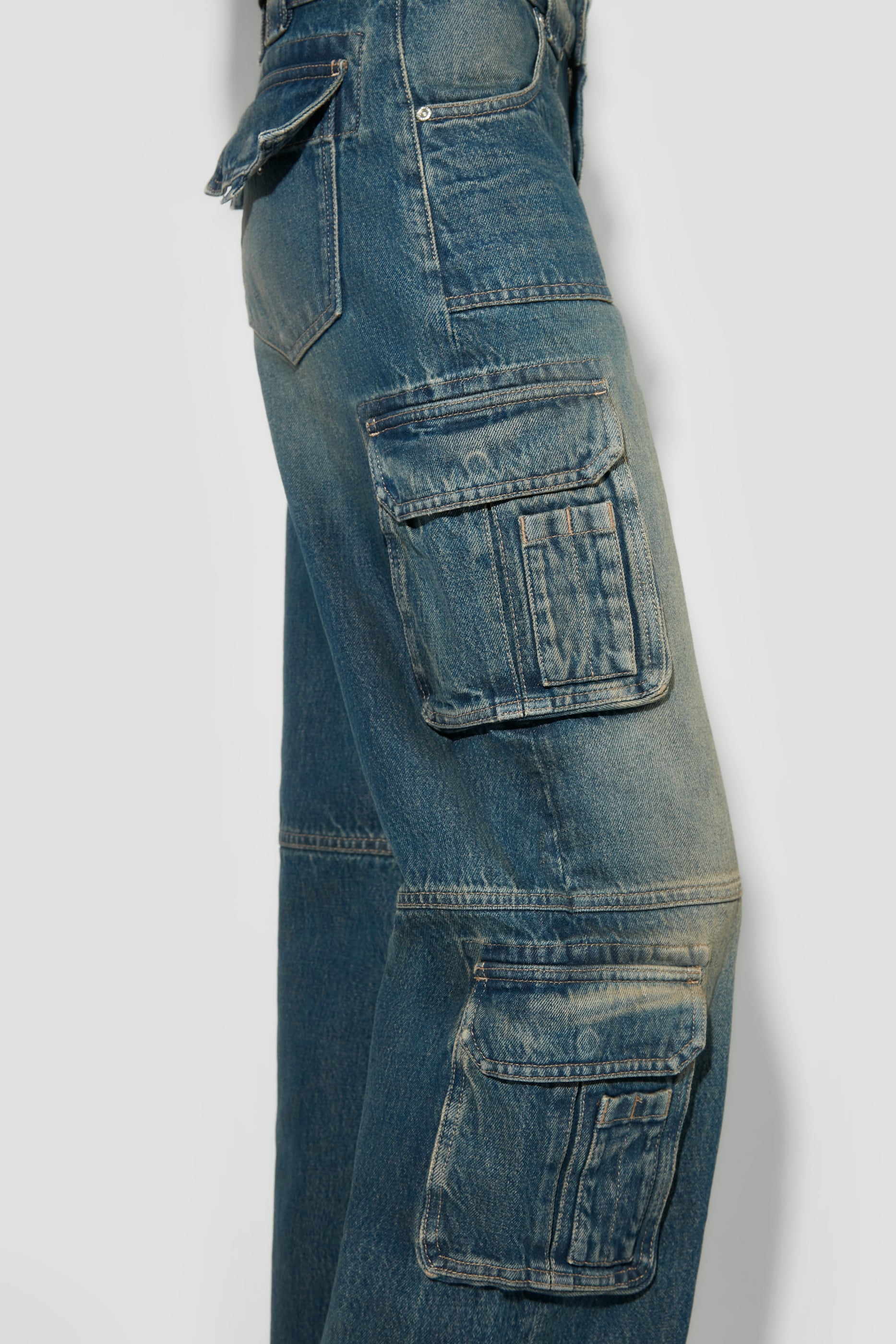 Denim Cargo Trousers