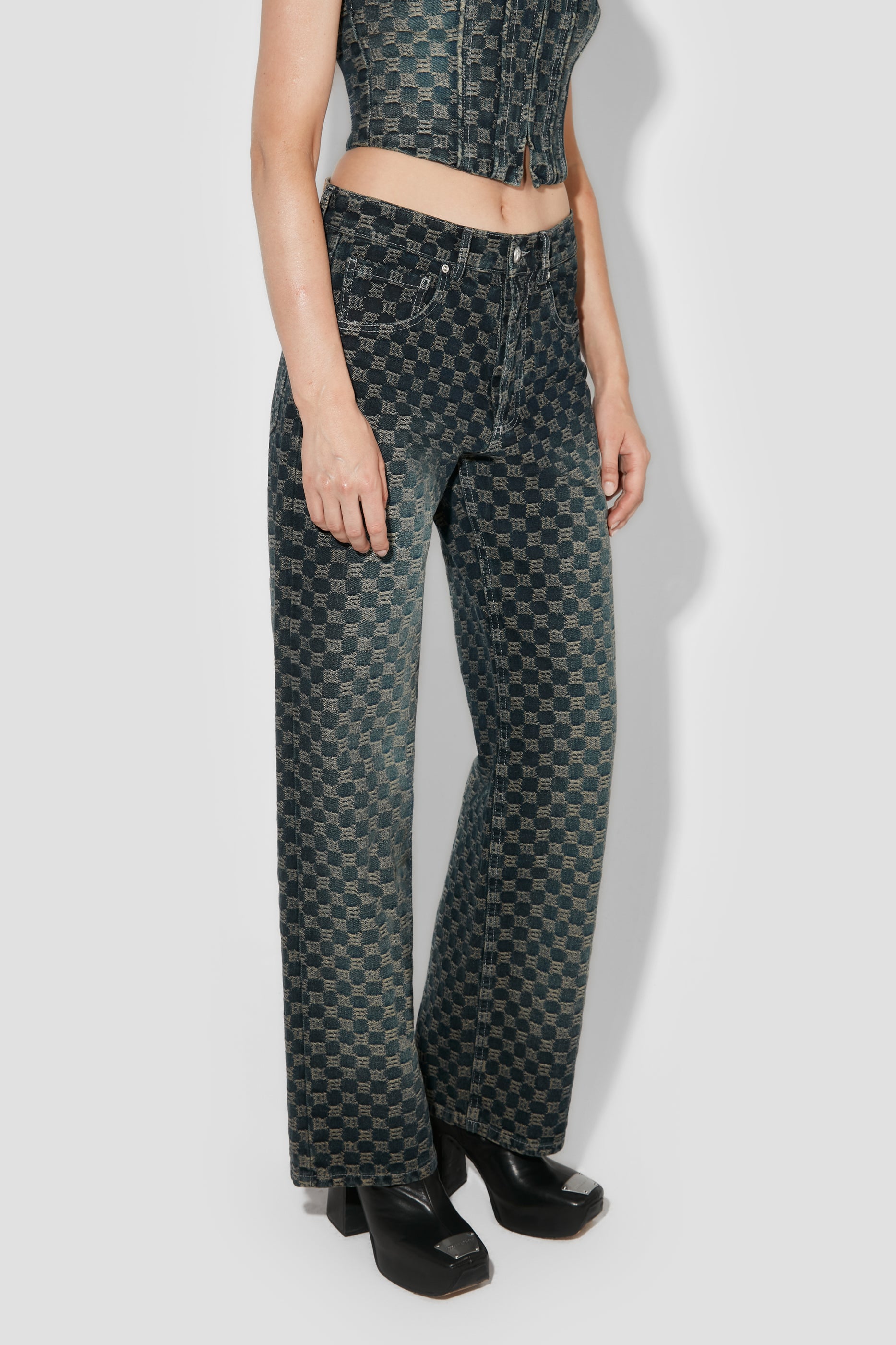 Jacquard Denim Monogram Trousers