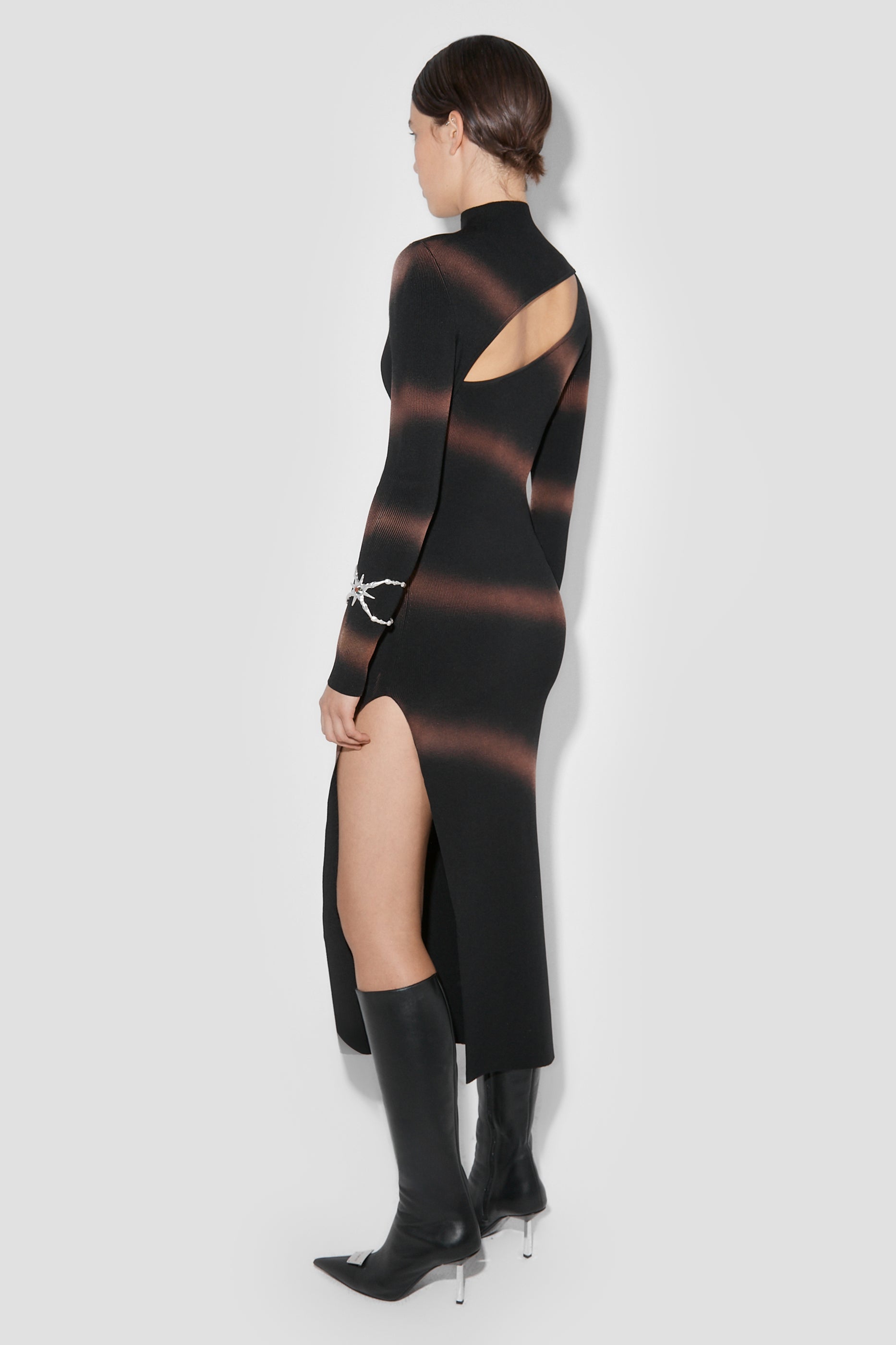 Spray Paint Knitted Slit Dress