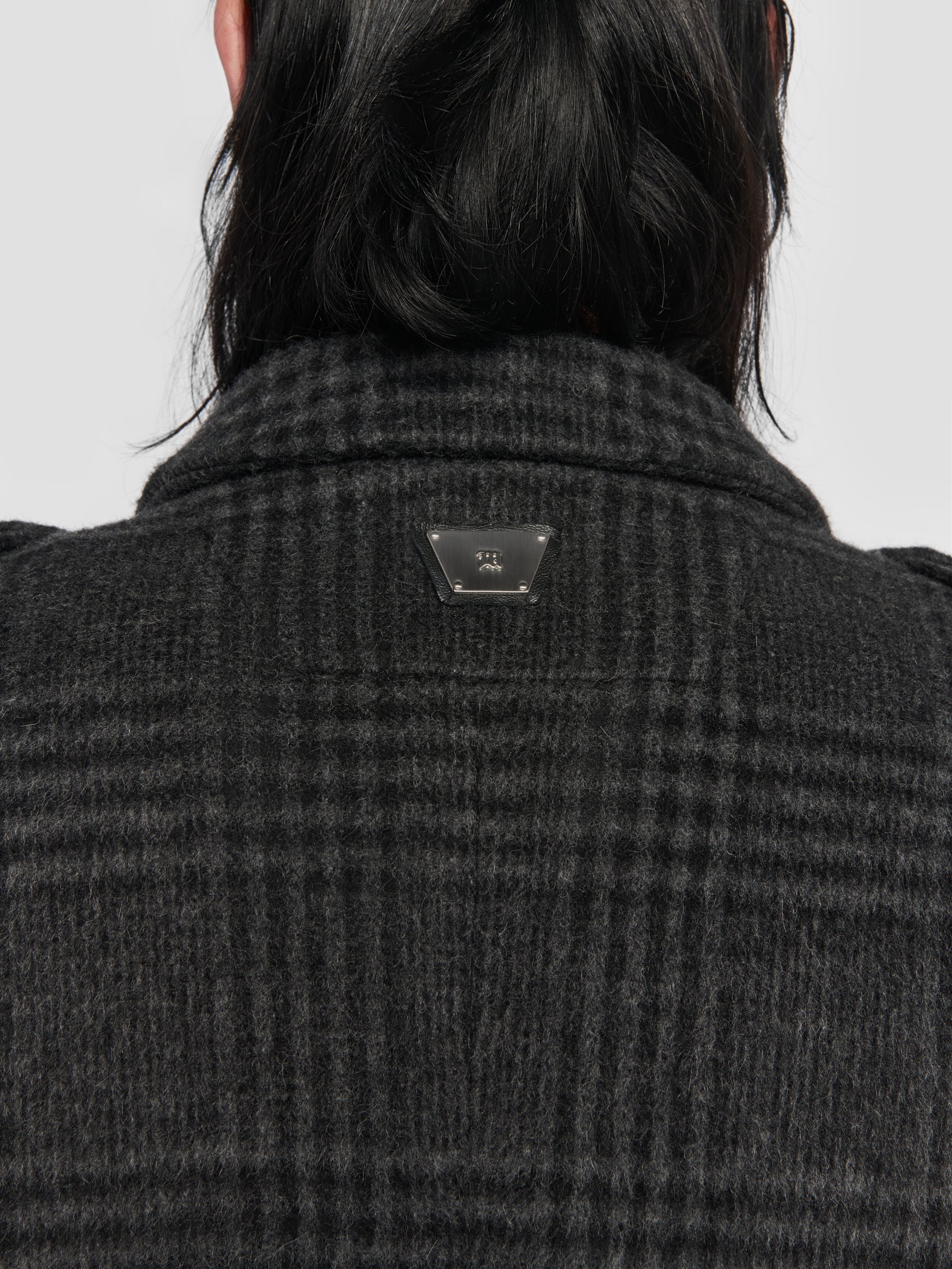 Double Breasted Check Wool Coat