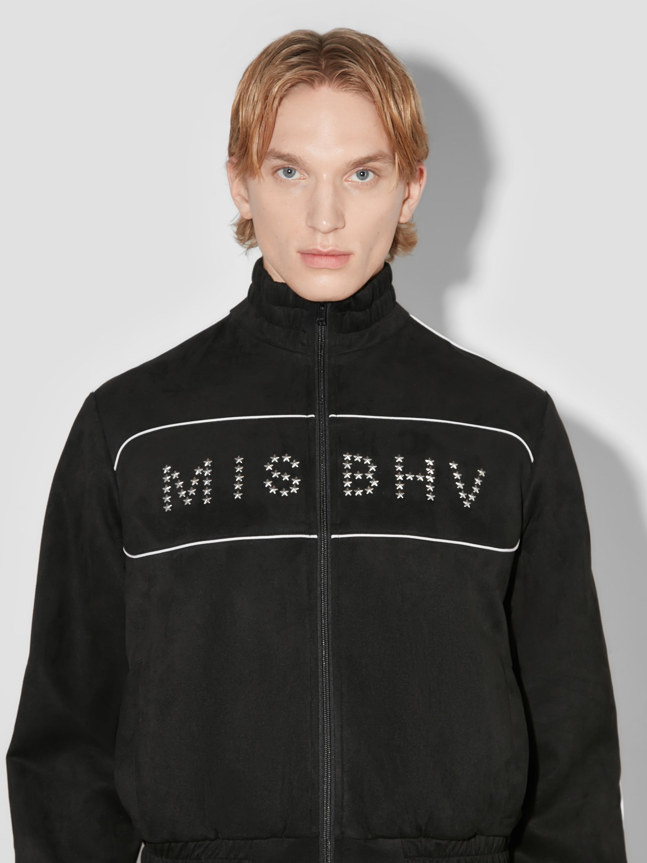 Star Faux Suede Track Jacket