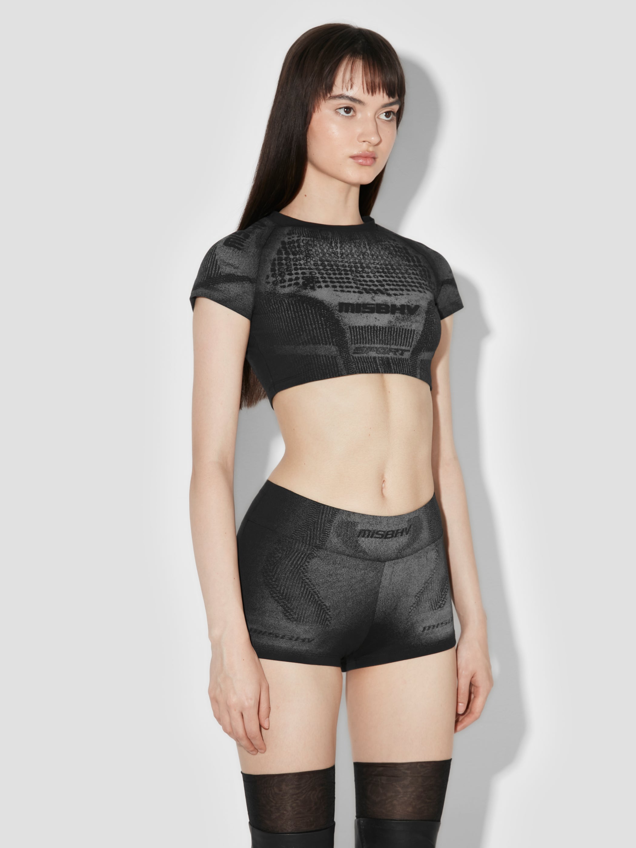 Activewear Printed Jersey Cropped T-Shirt