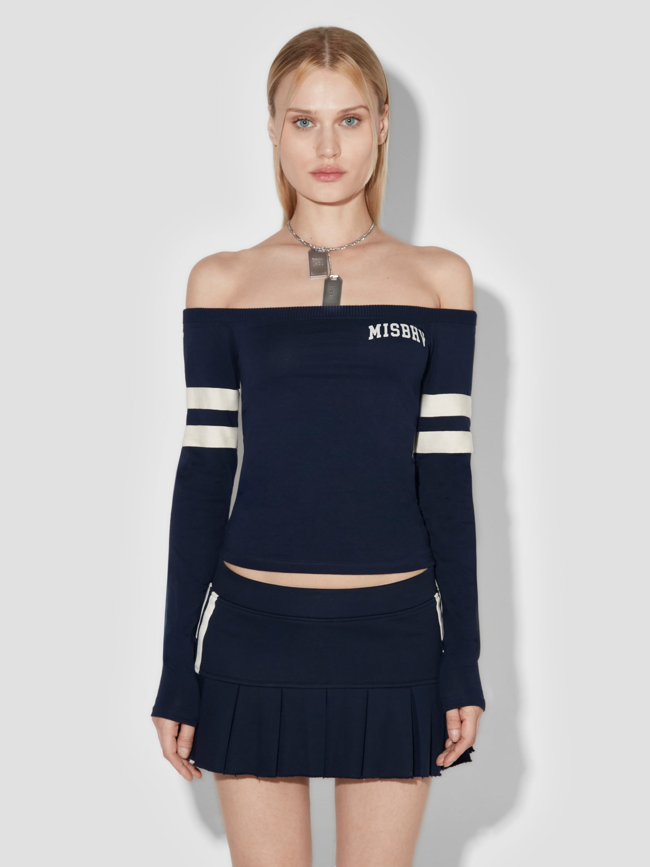 Varsity Off-Shoulder Longsleeve