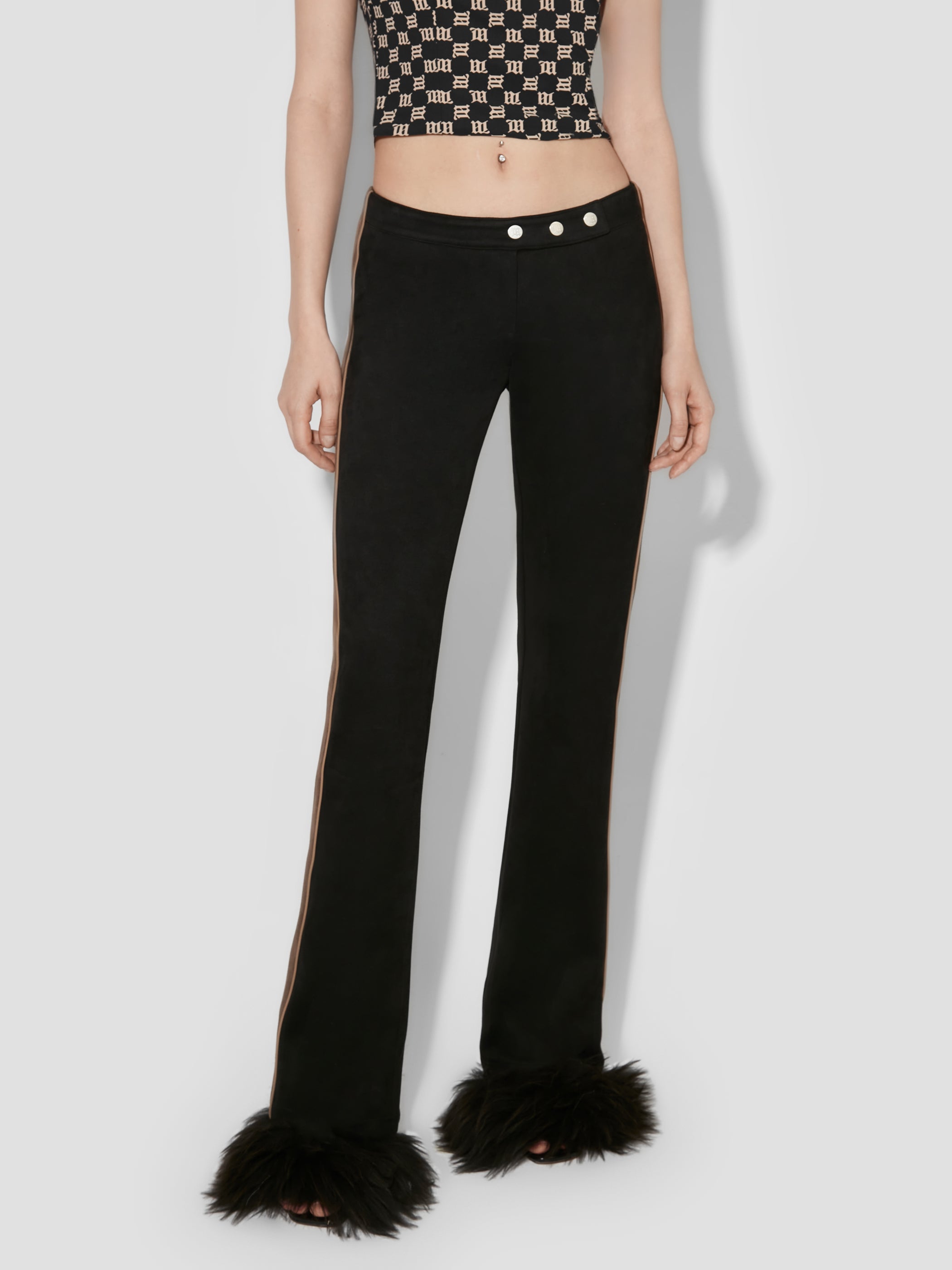 Faux Suede Moto Pants