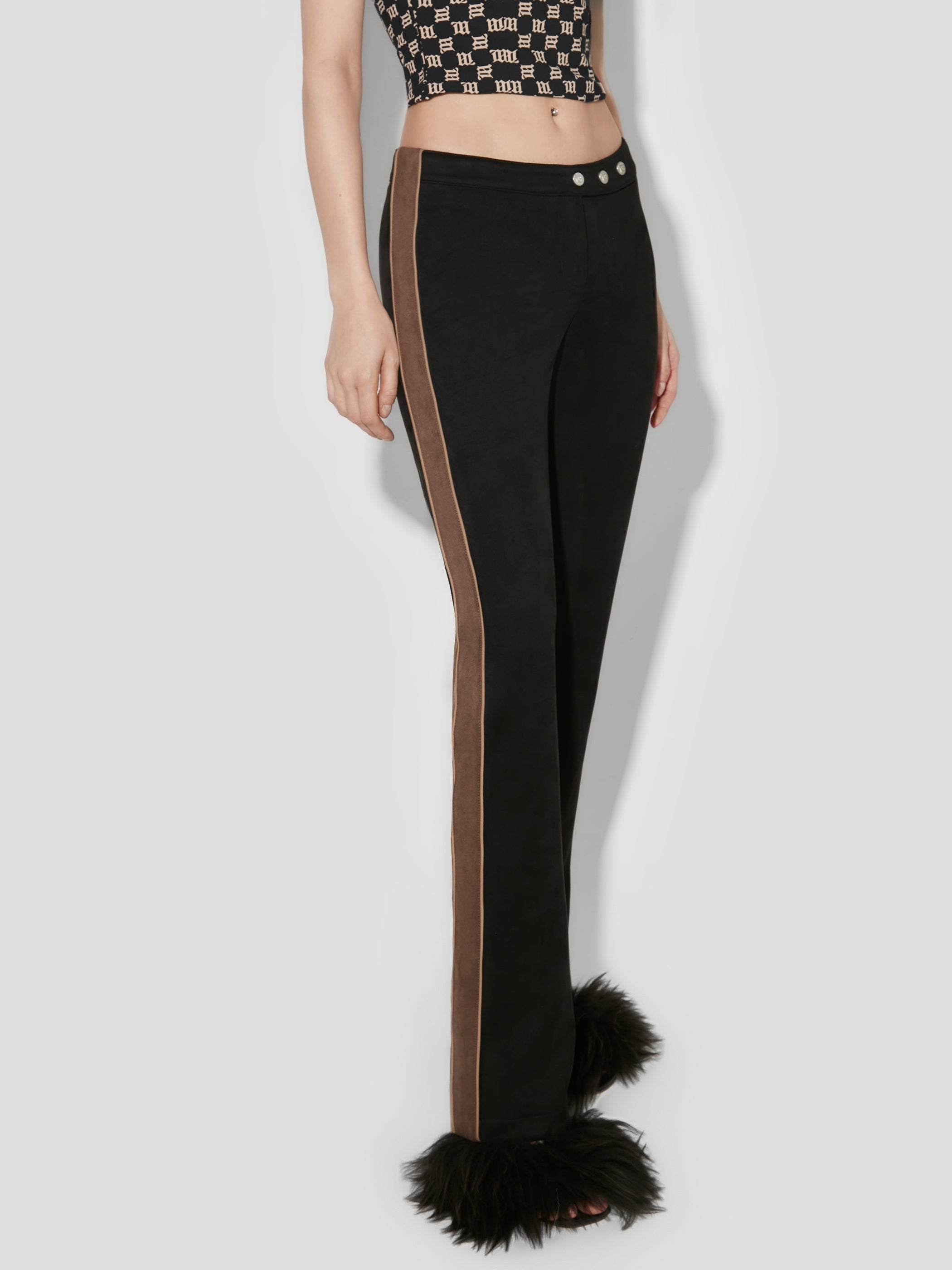 Faux Suede Moto Pants