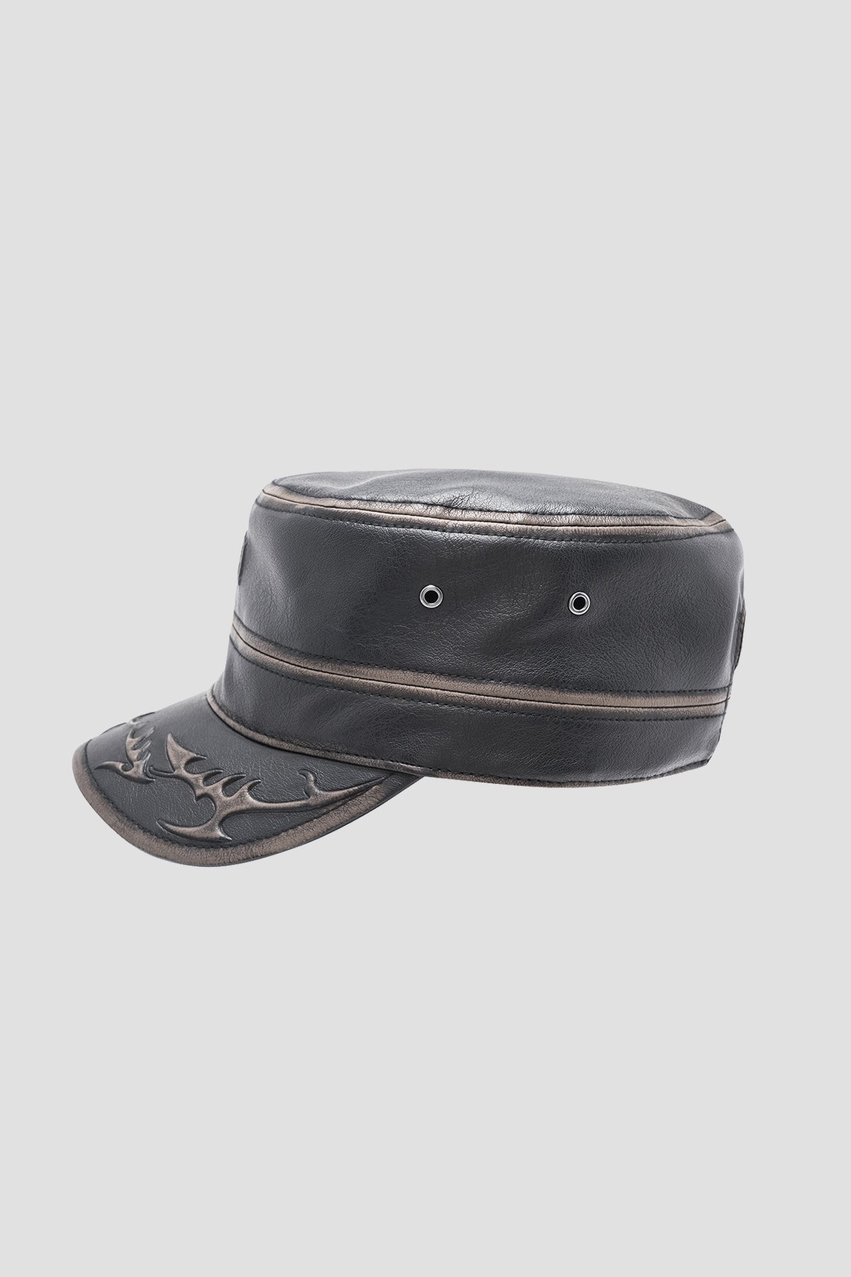 Faux Leather Army Cap