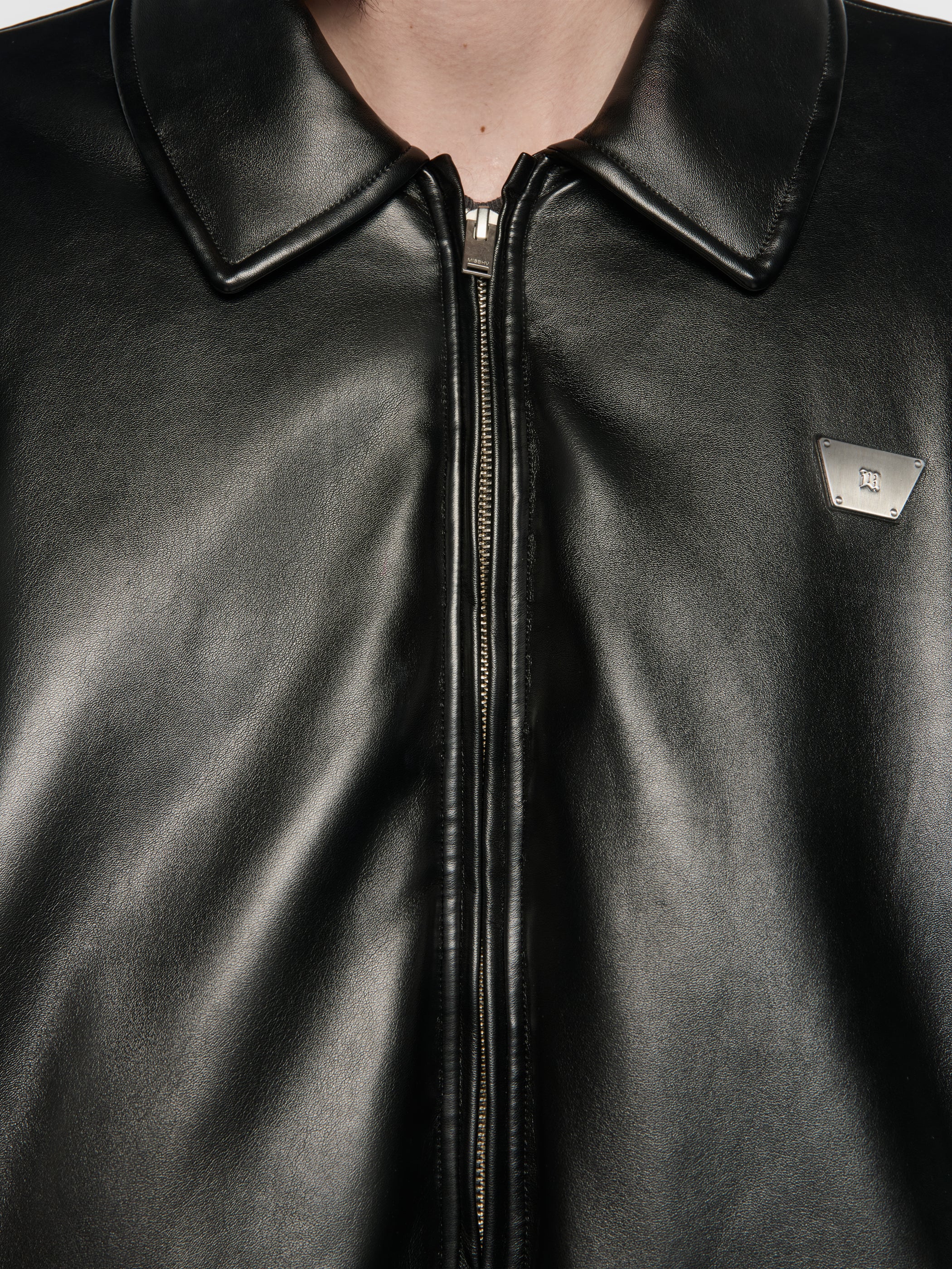 Faux Leather Puffer Bomber Jacket
