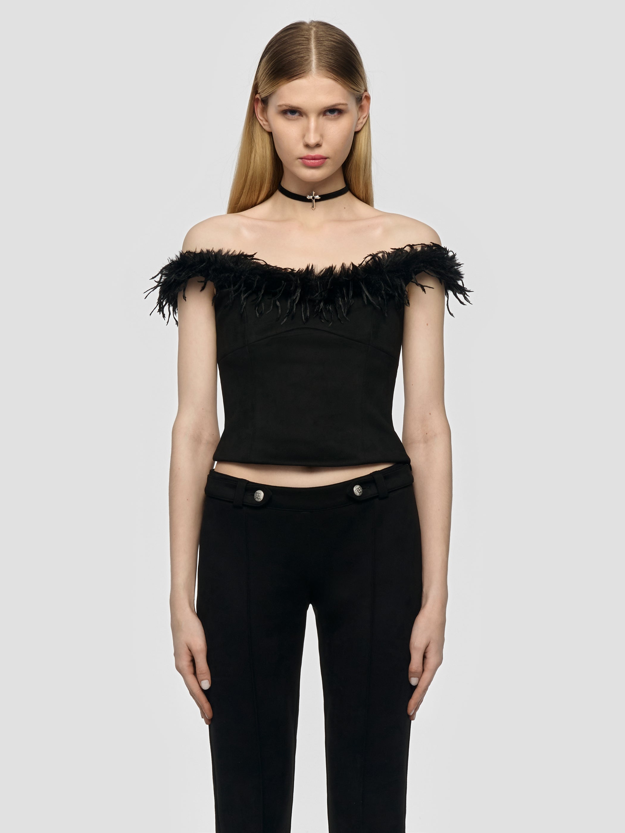 Faux Suede Corset Top