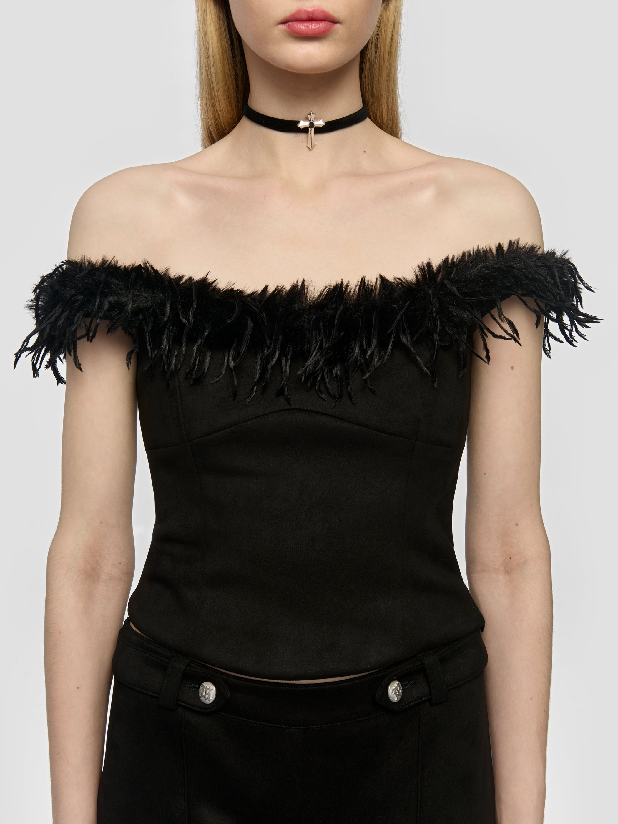 Faux Suede Corset Top