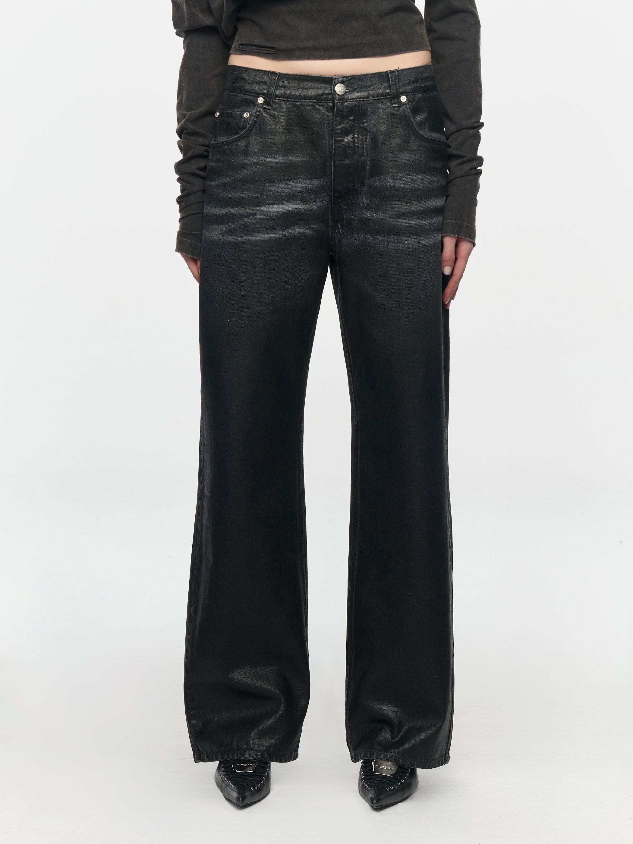 パンツ archive Pledge Black Coated Skinny Jeans パンツ archive