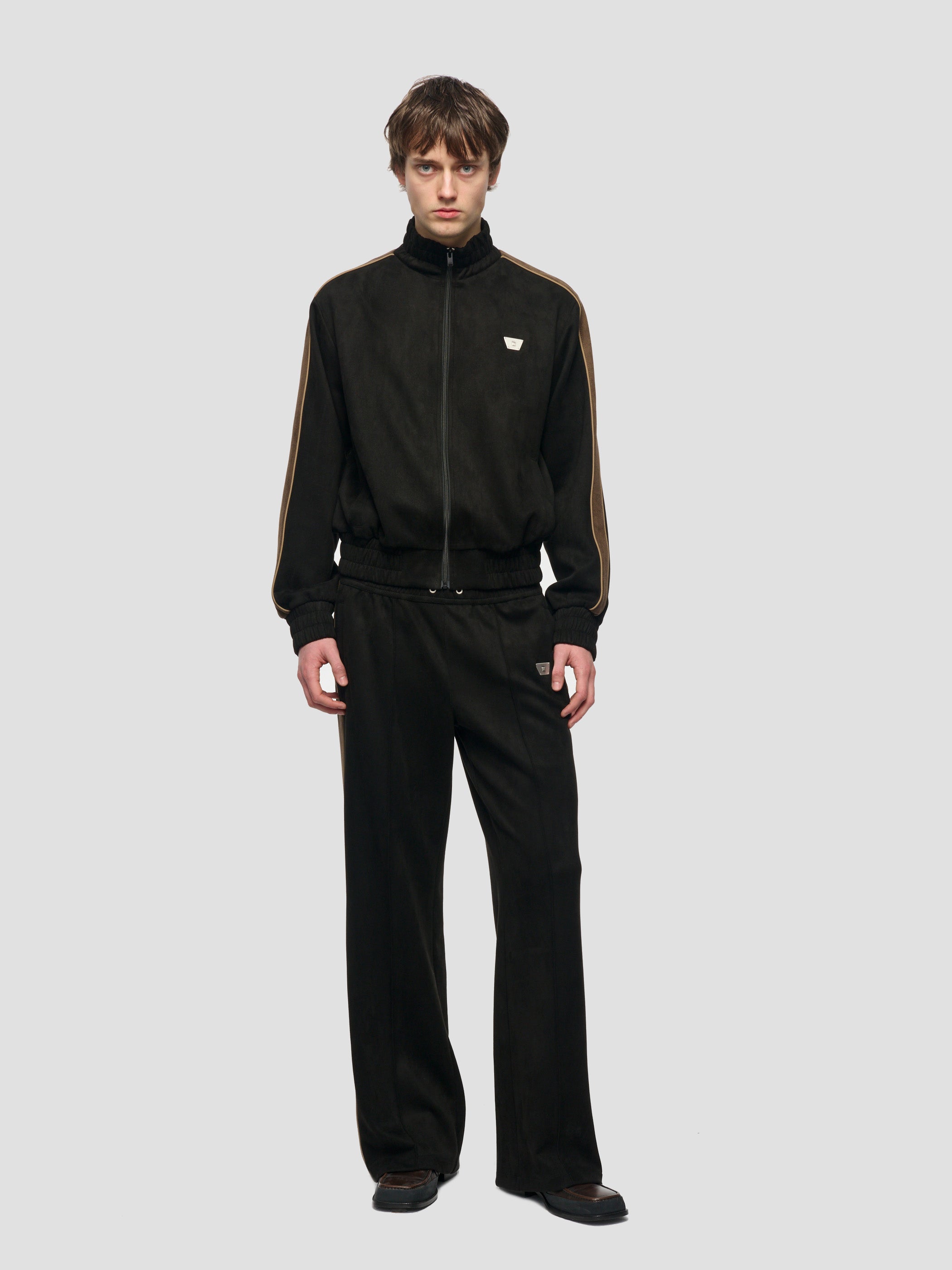 Faux Suede Track Jacket
