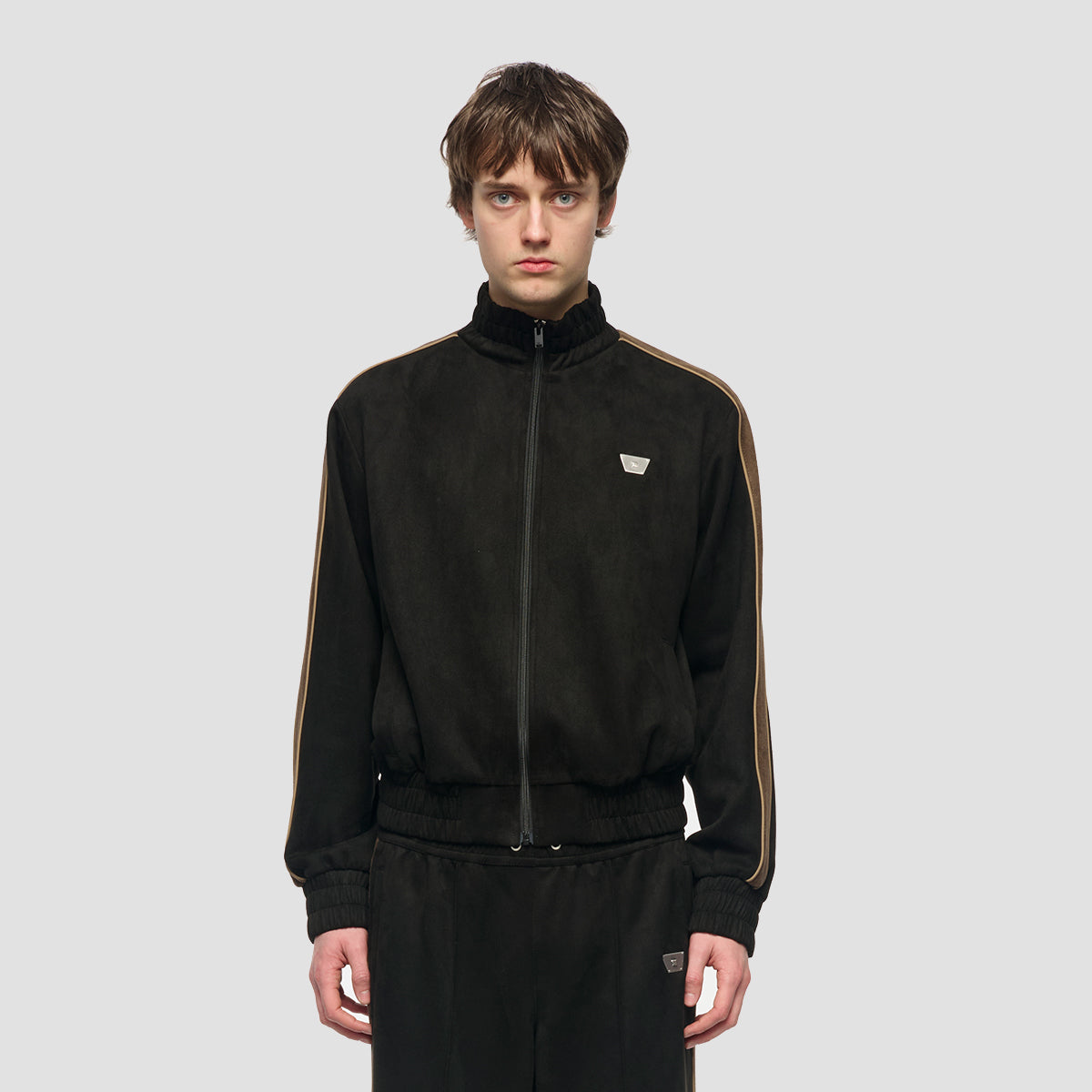 Faux Suede Track Jacket